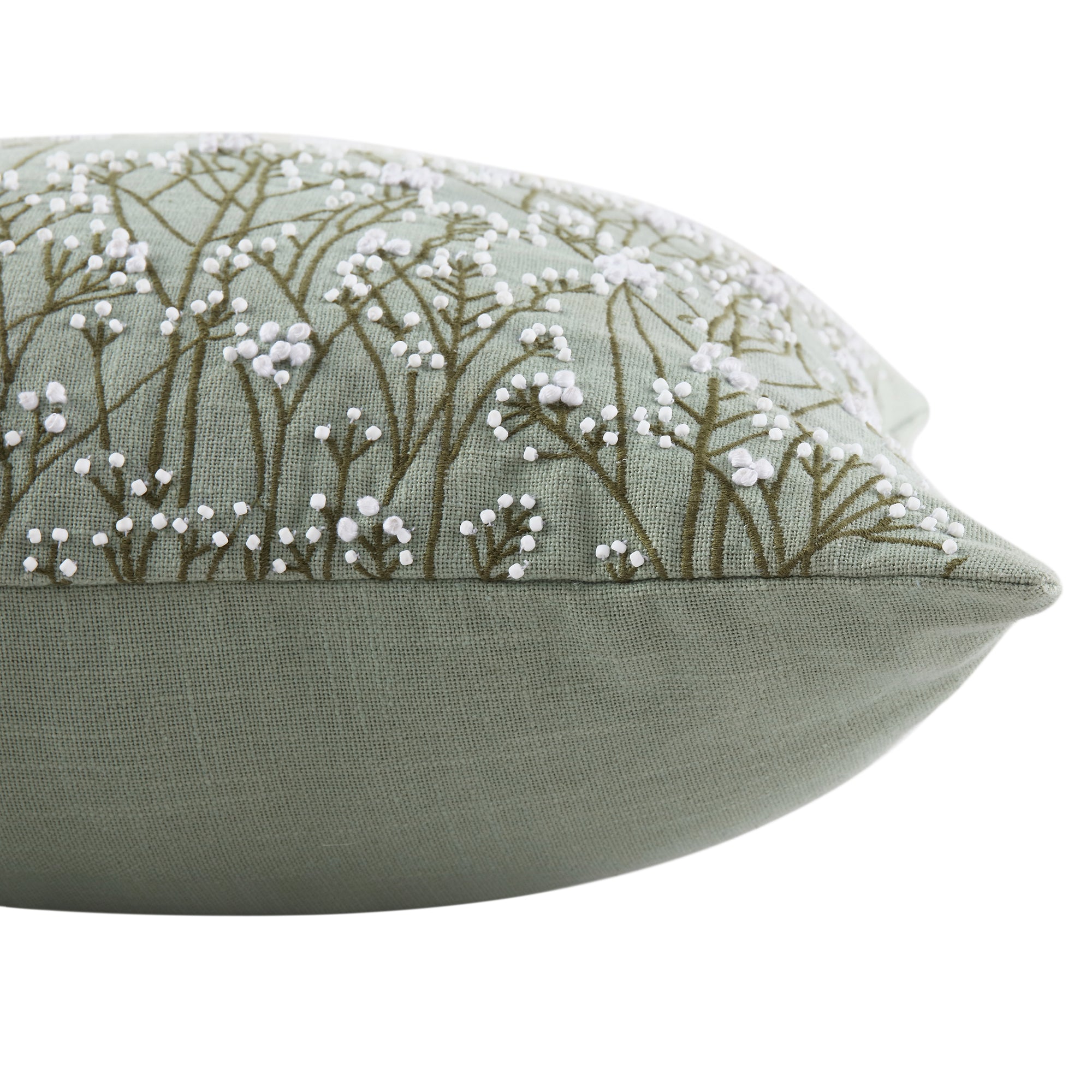 Meadow Hand Beaded and Embroidered Sage Green Cushion