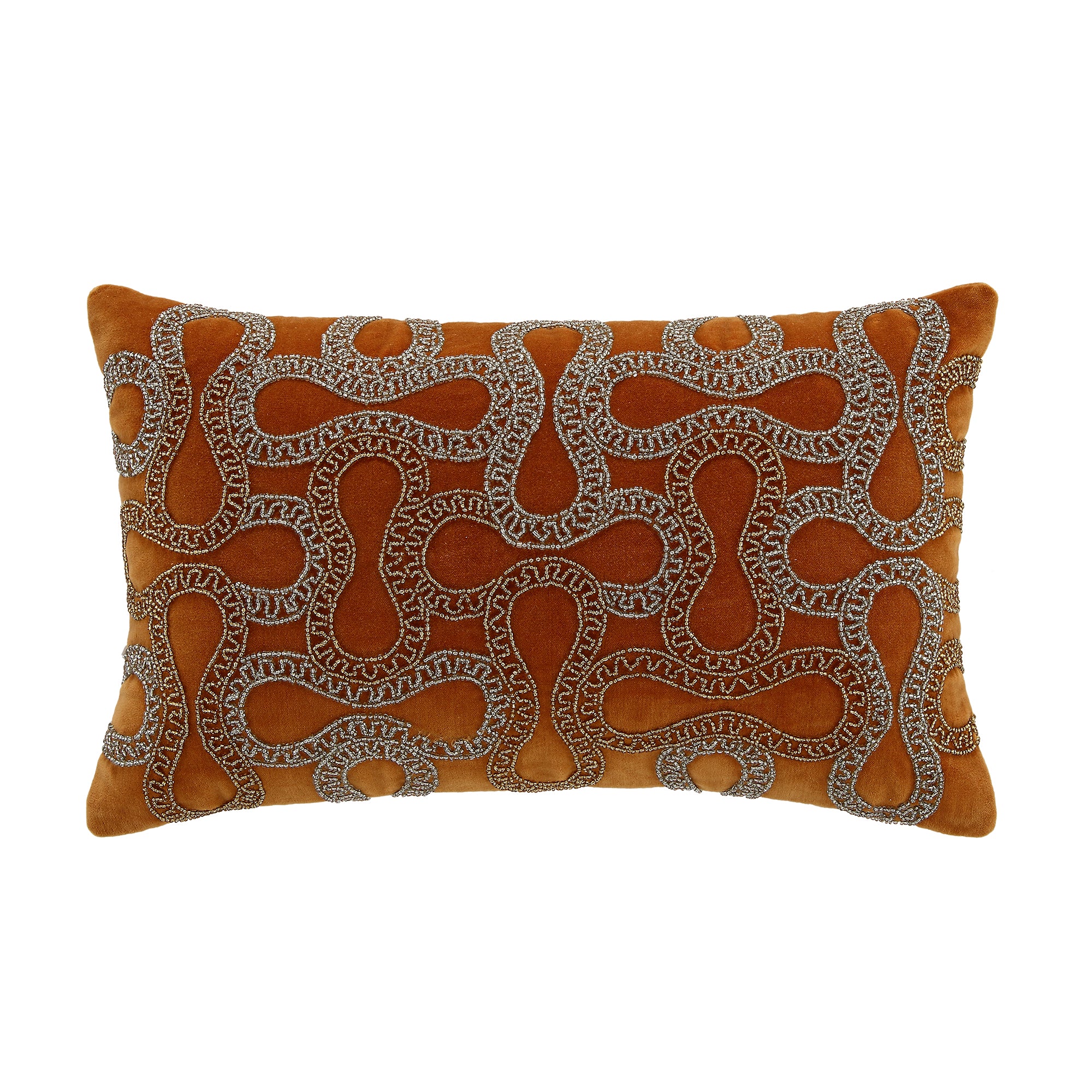 Luxe Collection Orla Hand Beaded Apricot Cotton Velvet Cushion