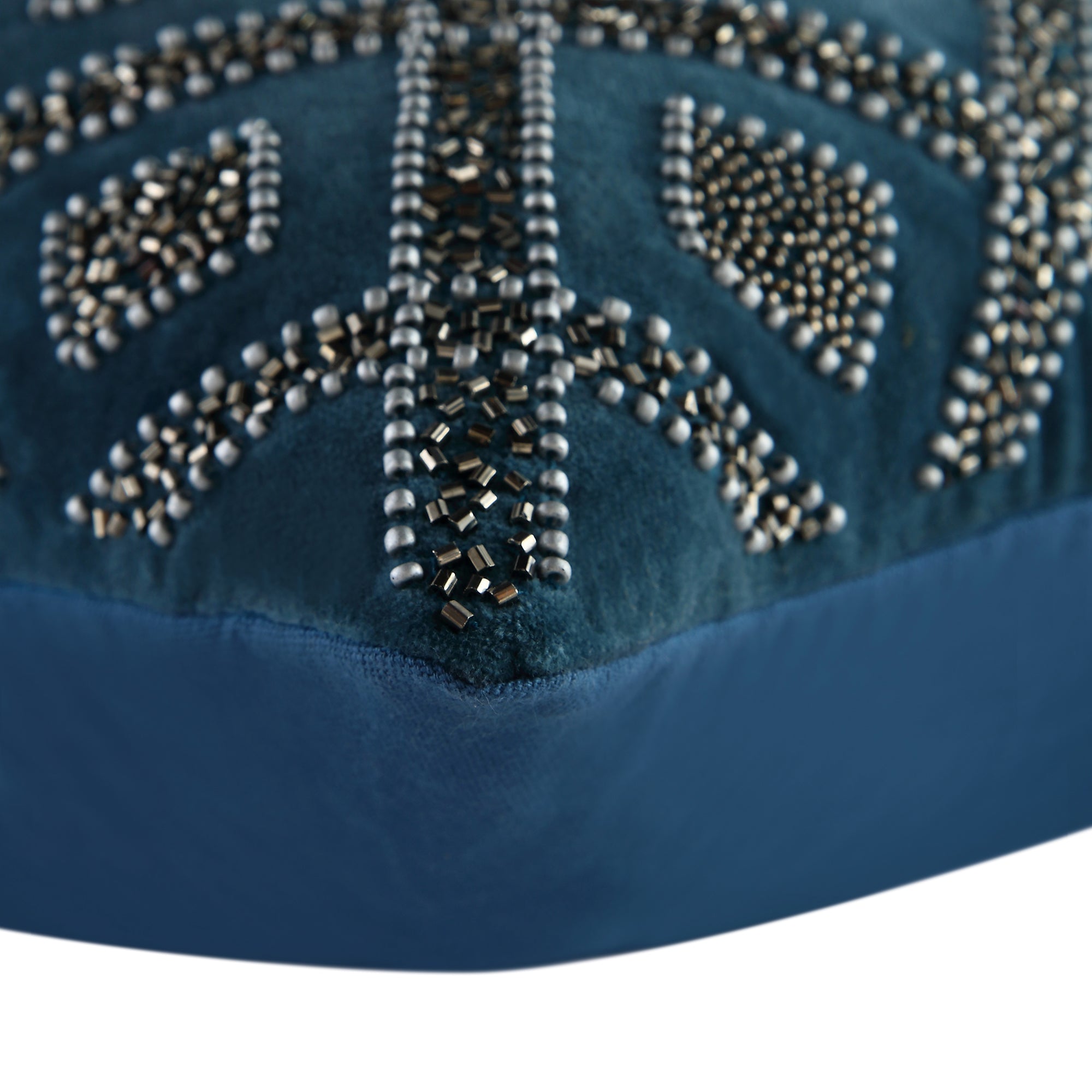 Luxe Collection Ottavia Beaded Teal Cotton Velvet Cushion