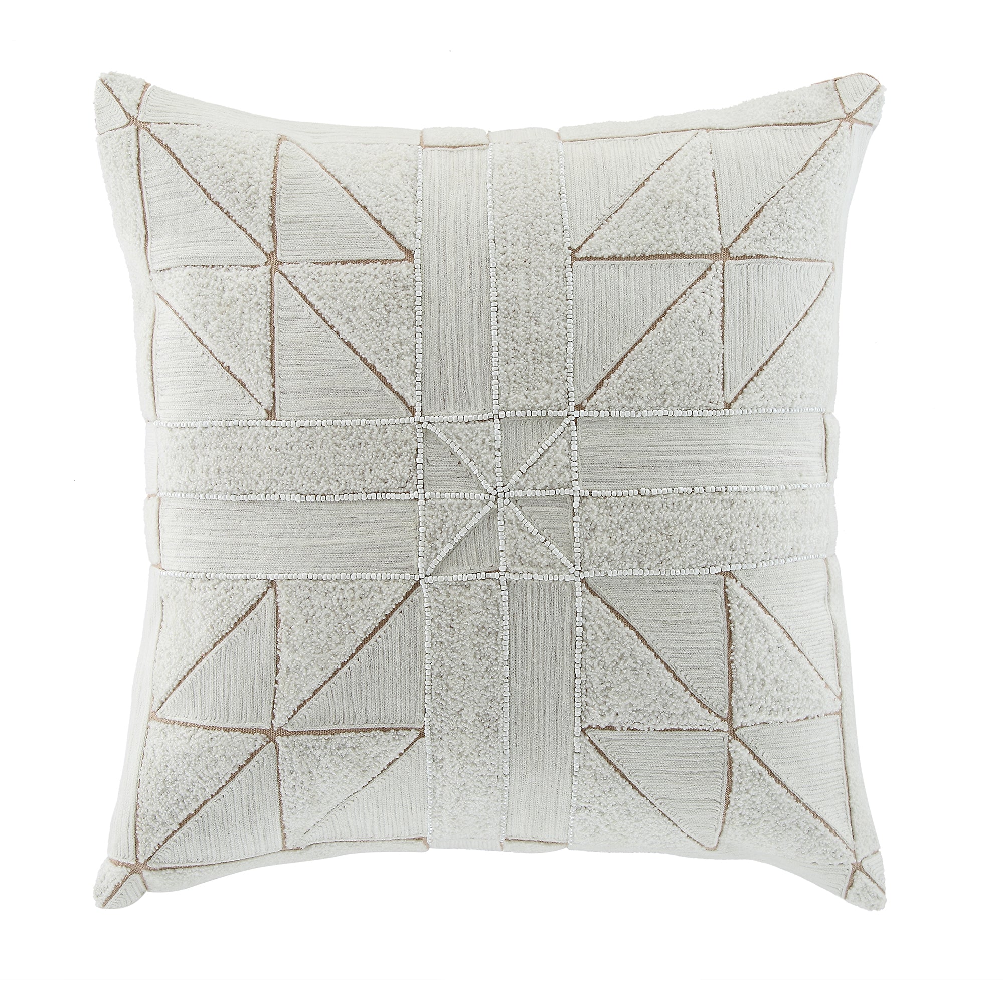 Luxe Collection Victoria Bouclé Patchwork Hand Beaded Cushion