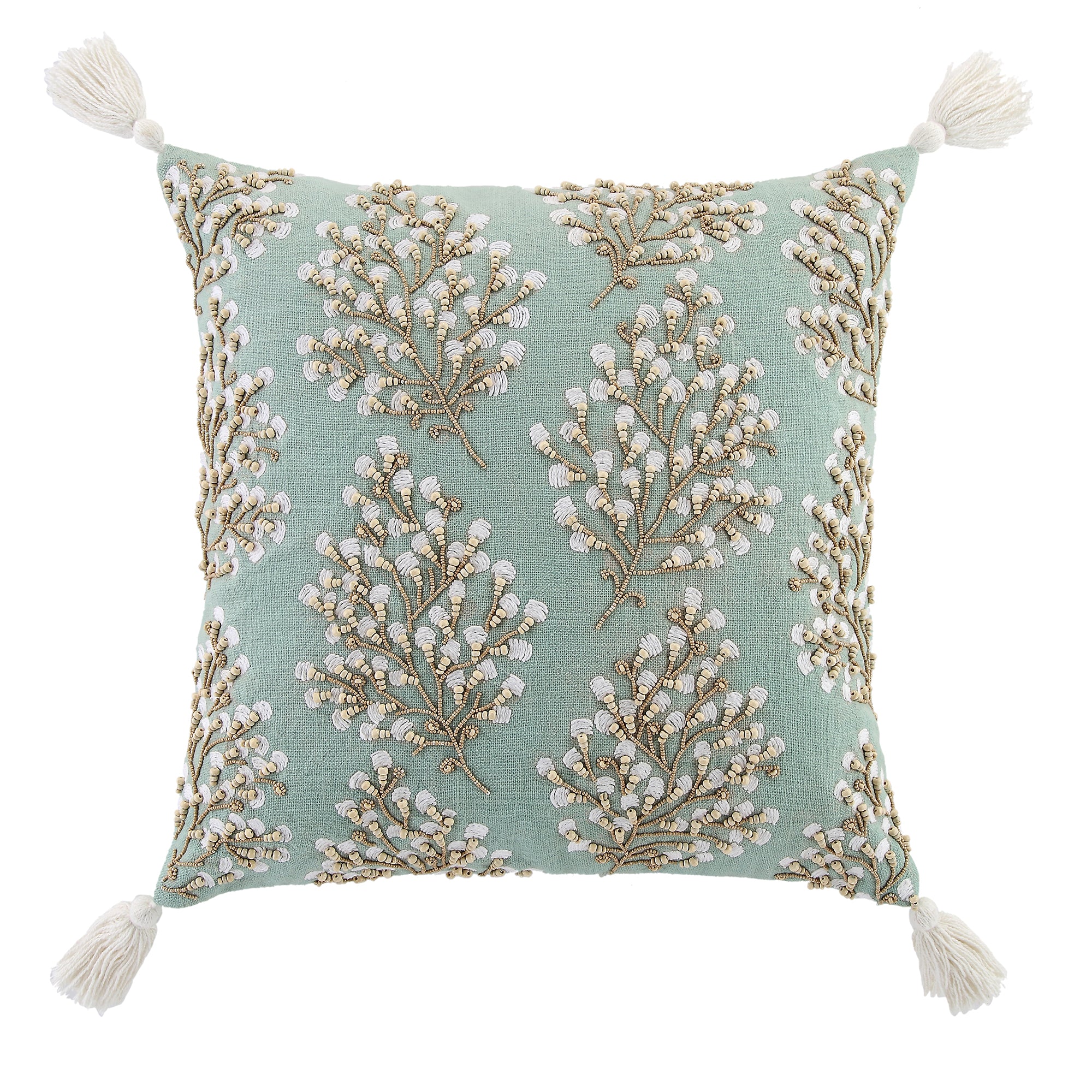 Vine Collection Primula Hand Embroidered Beaded Cushion