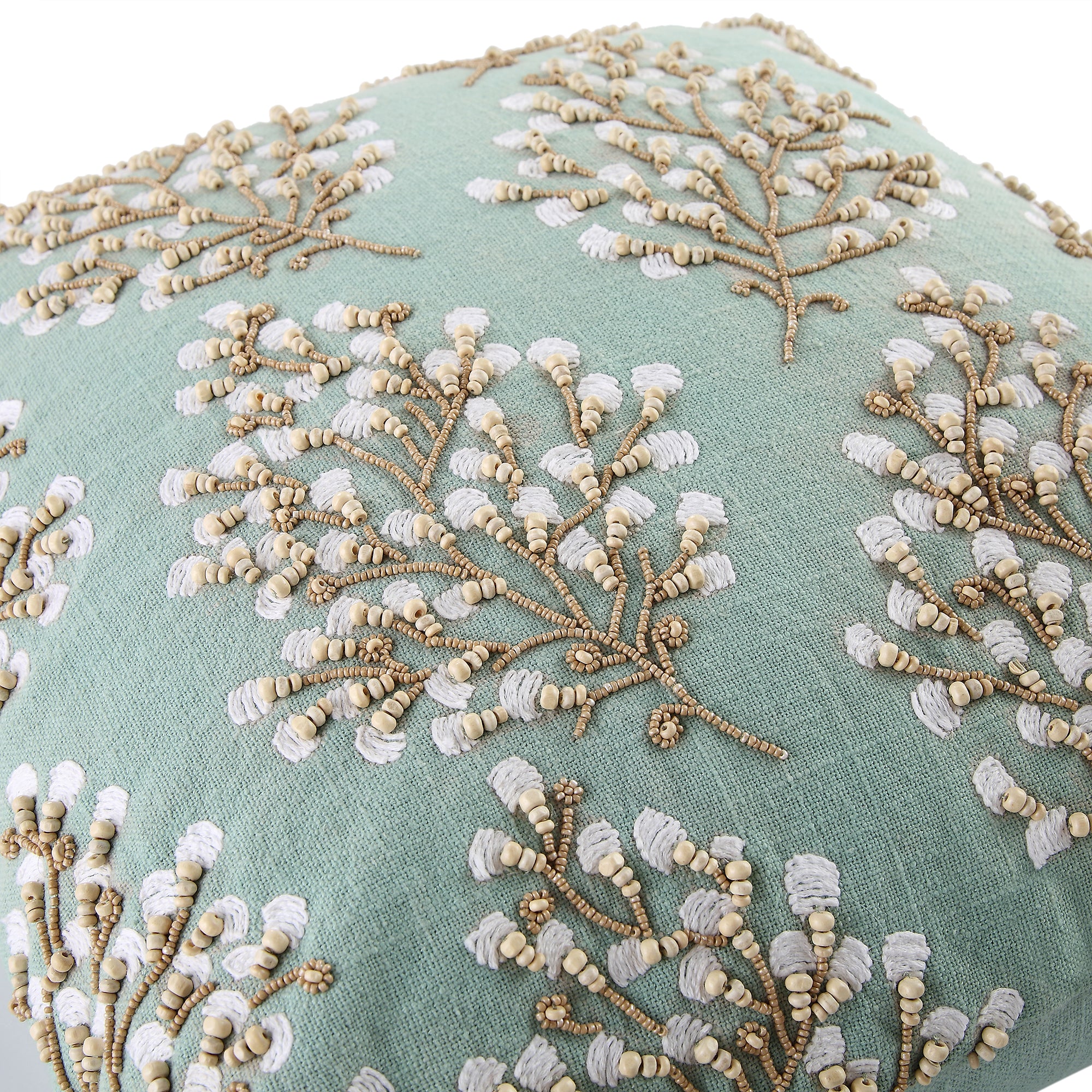 Vine Collection Primula Hand Embroidered Beaded Cushion