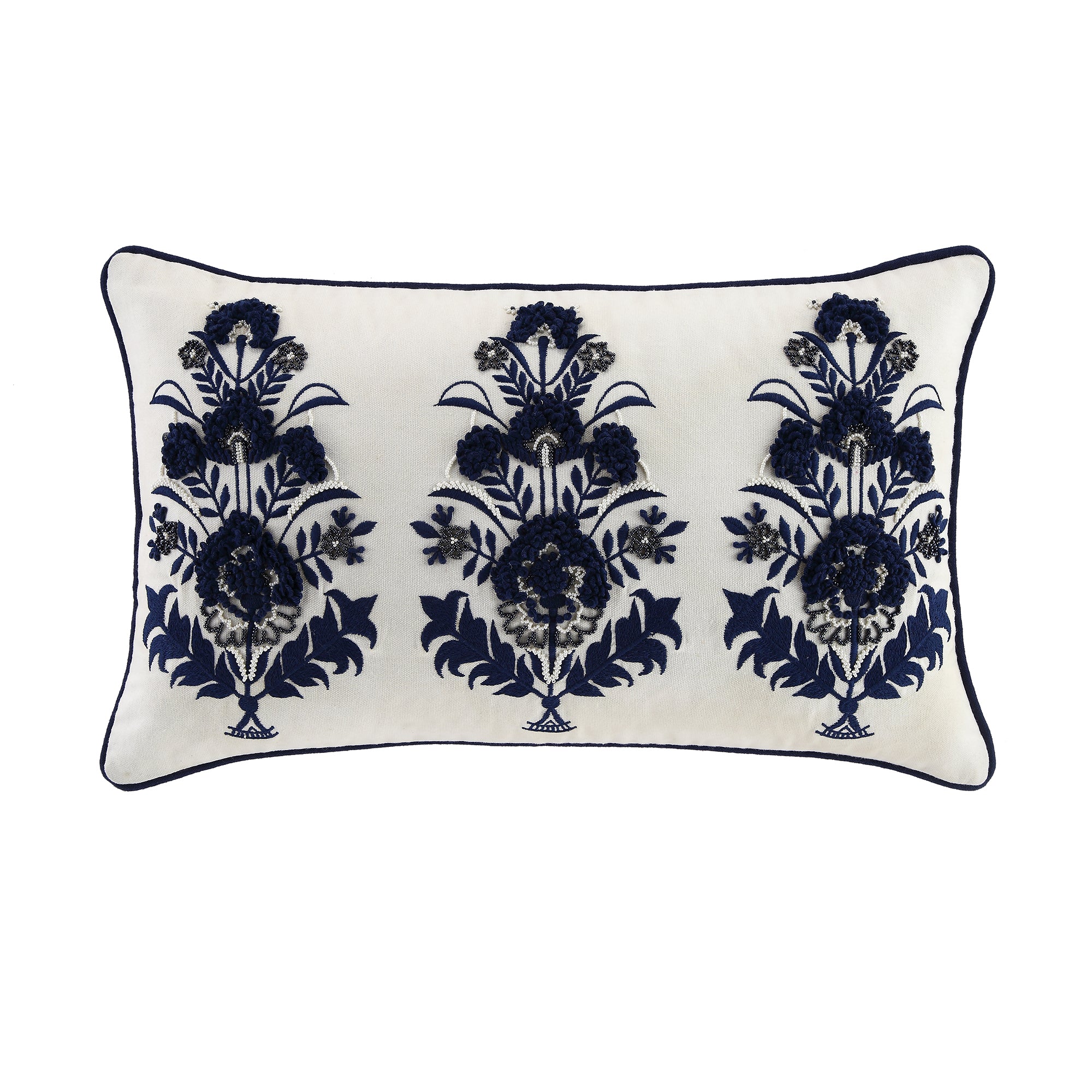 Indigo Collection Saphira Floral Rectangular Cushion