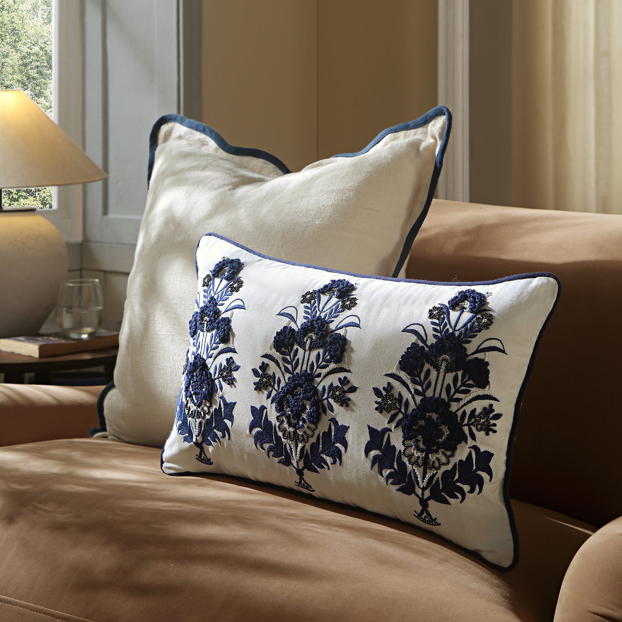 Indigo Collection Saphira Floral Rectangular Cushion