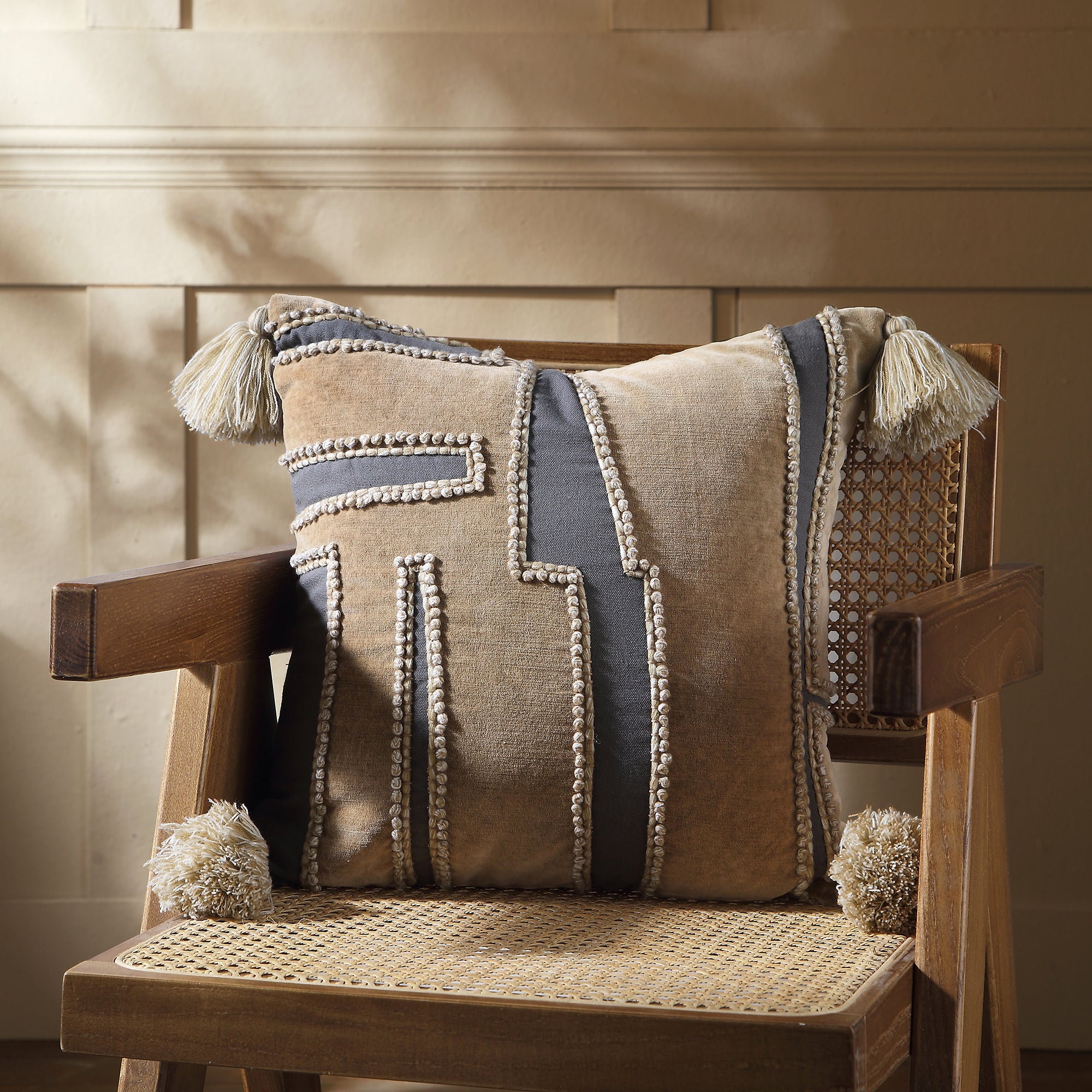 Wylder Collection Enzyme Washed Patchwork Cushion