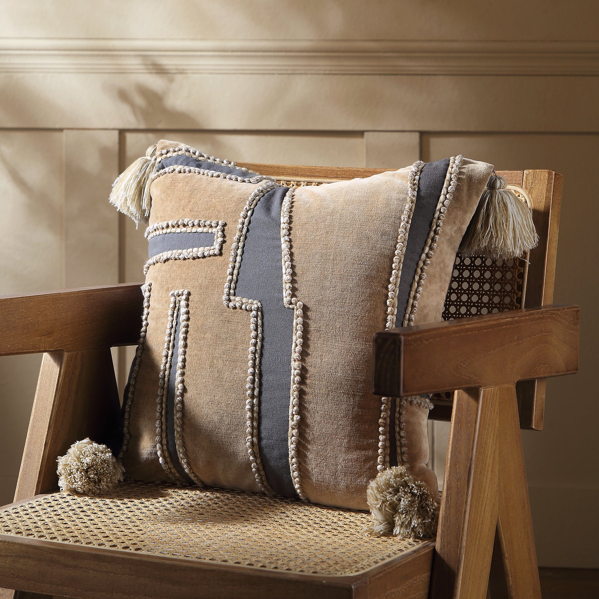 Wylder Collection Enzyme Washed Patchwork Cushion