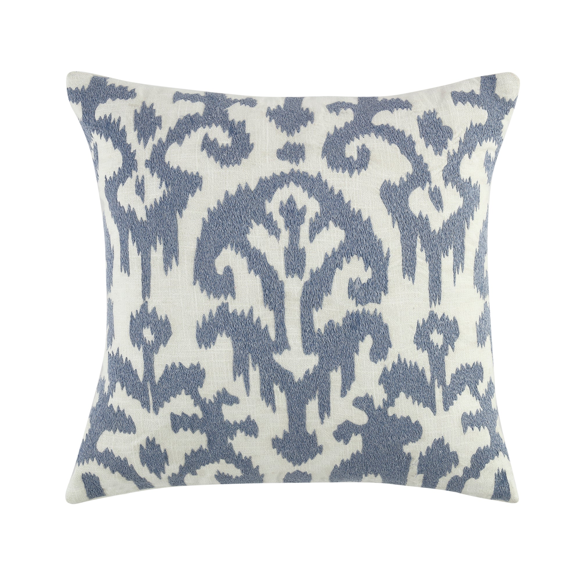 Ikat Collection Dusty Blue Hand Embroidered Cushion