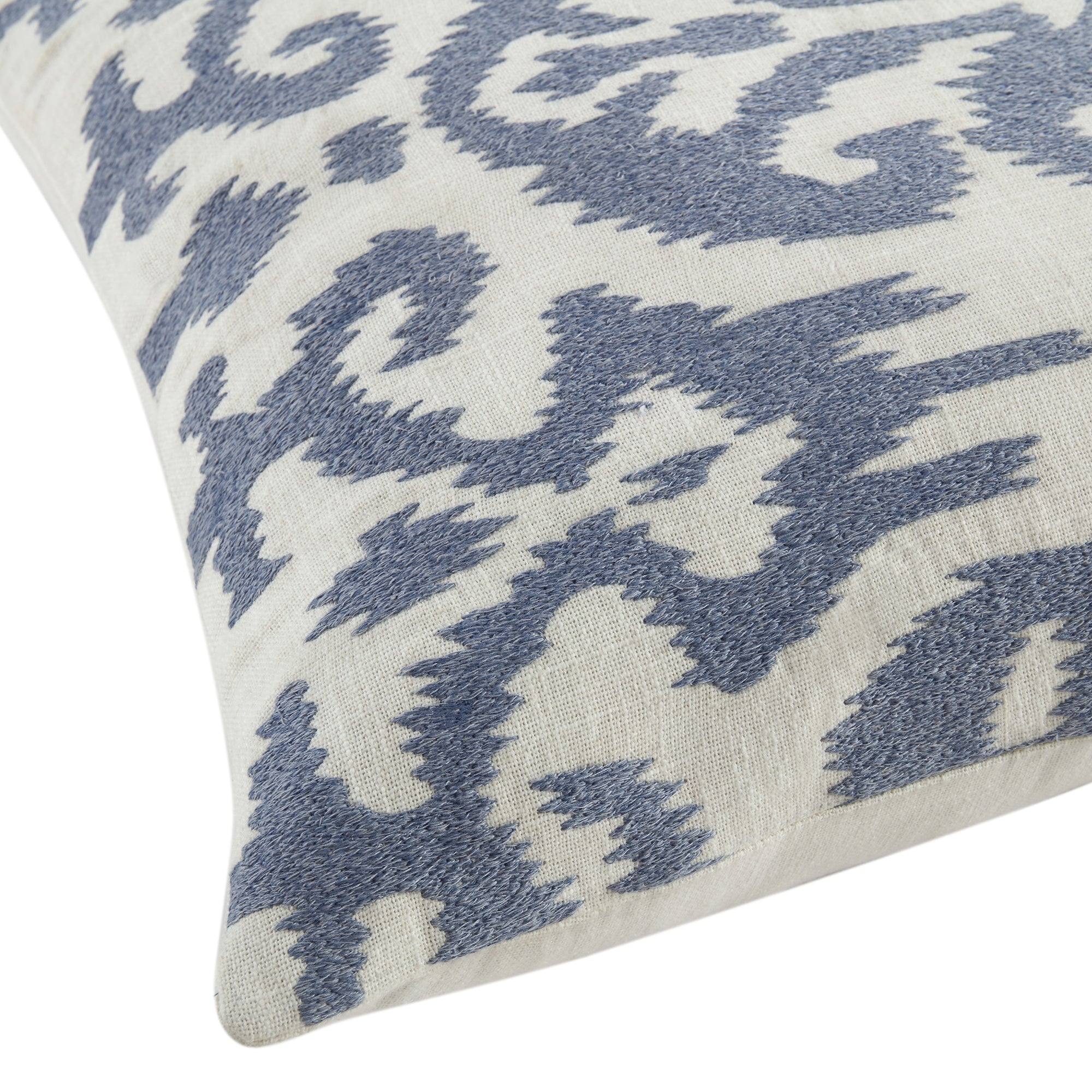 Ikat Collection Dusty Blue Hand Embroidered Cushion