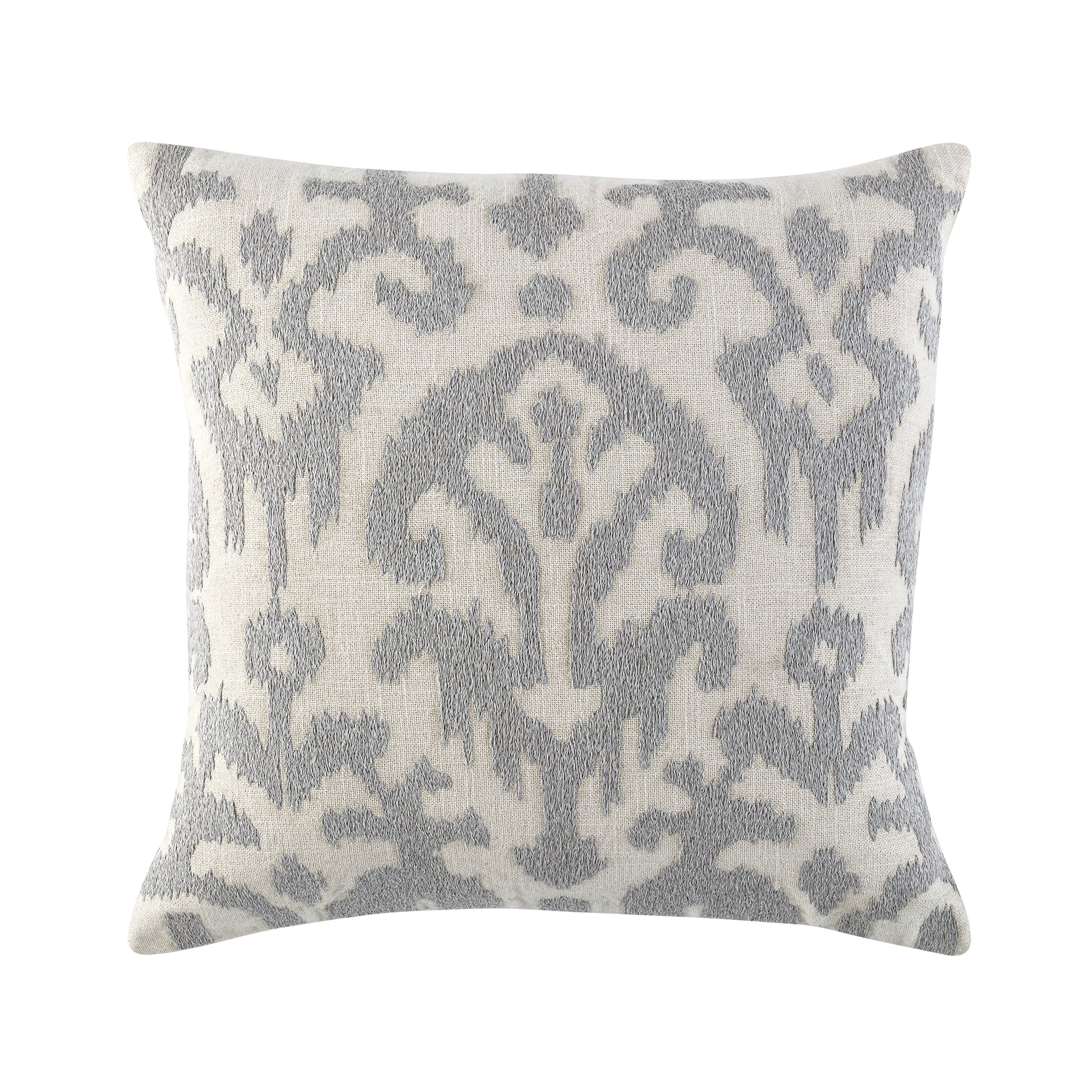 Ikat Collection Lunar Grey Hand Embroidered Cushion