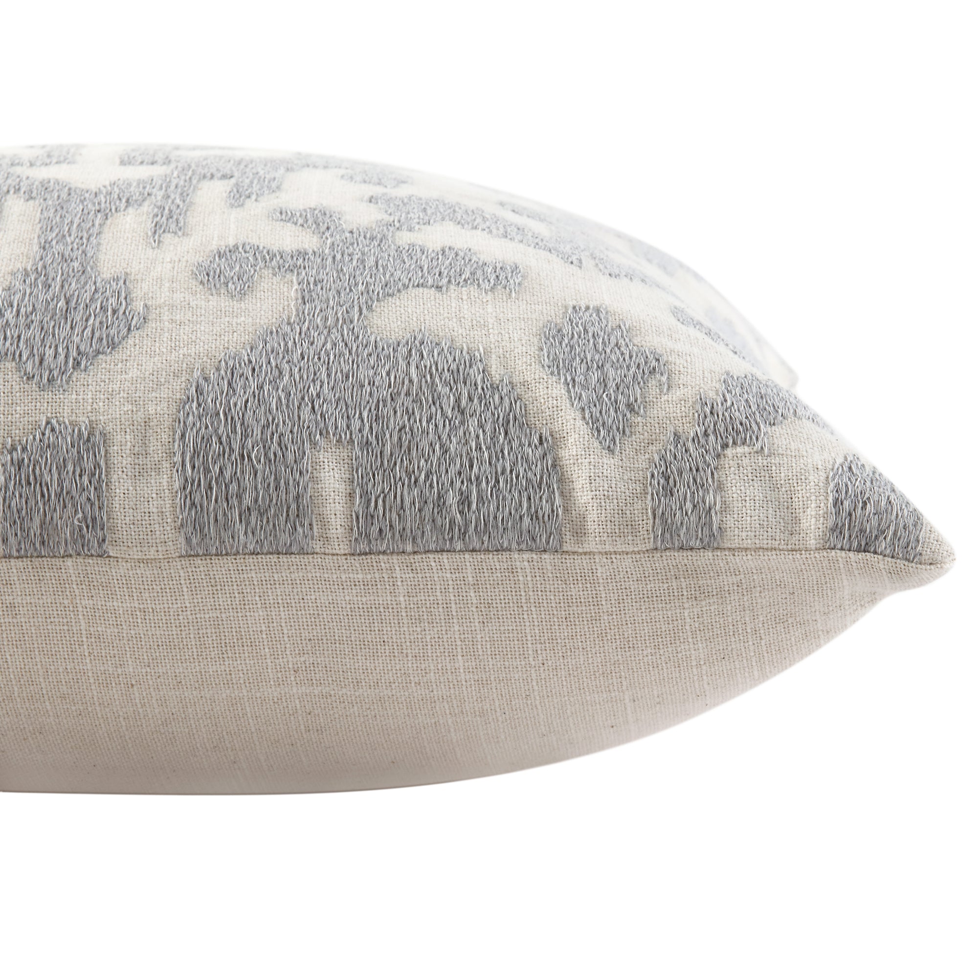 Ikat Collection Lunar Grey Hand Embroidered Cushion