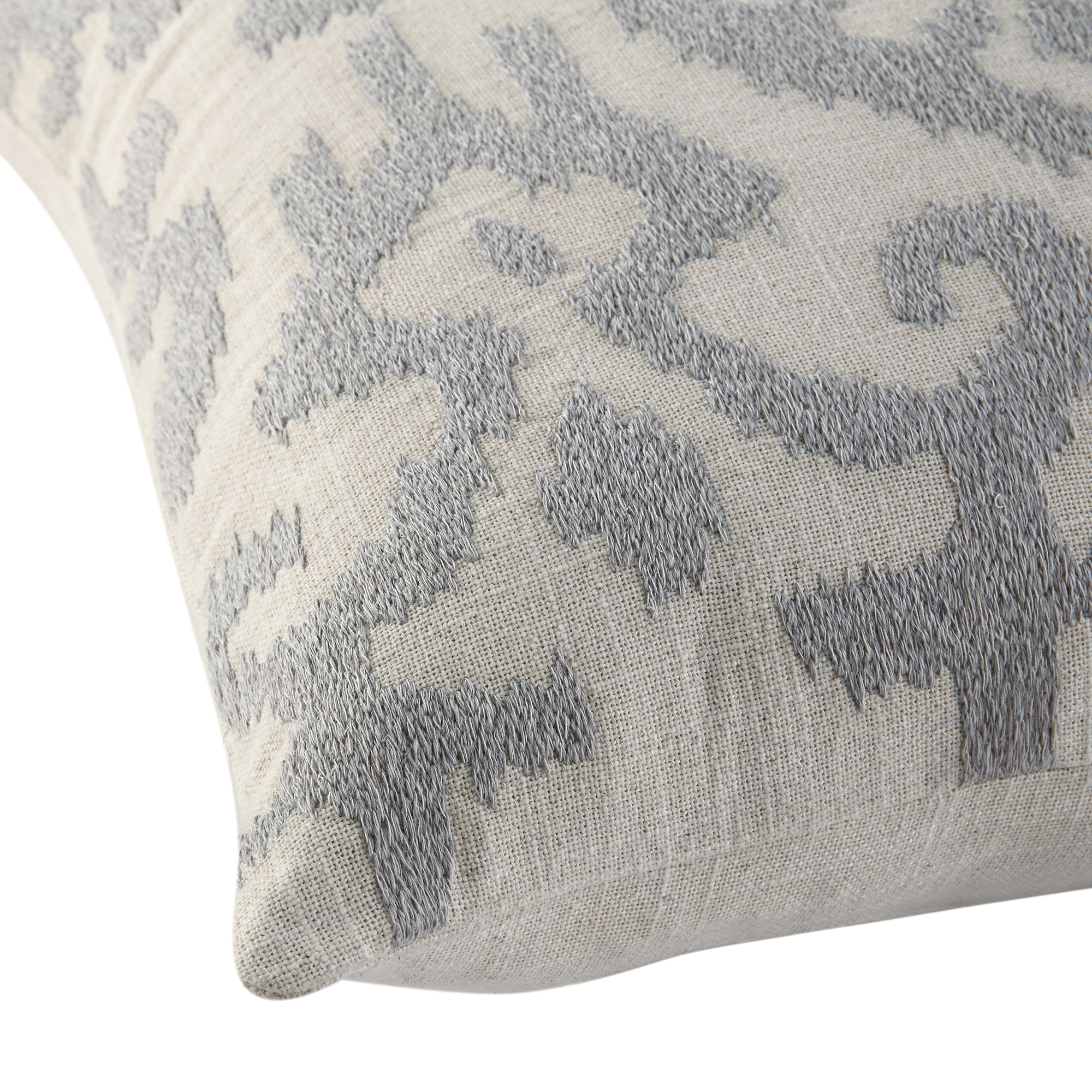 Ikat Collection Lunar Grey Hand Embroidered Cushion