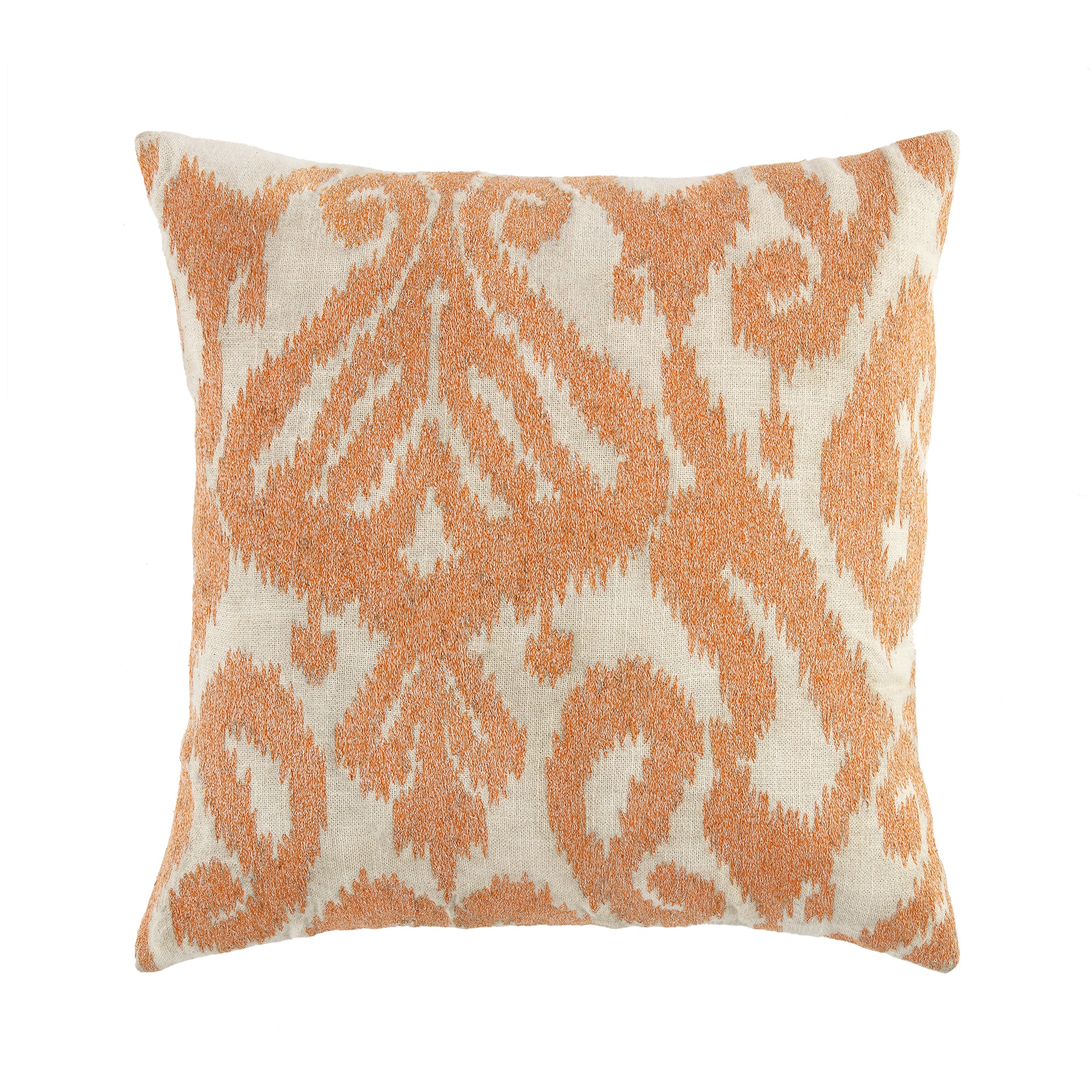 Ikat Collection Papaya Orange Hand Embroidered Cushion