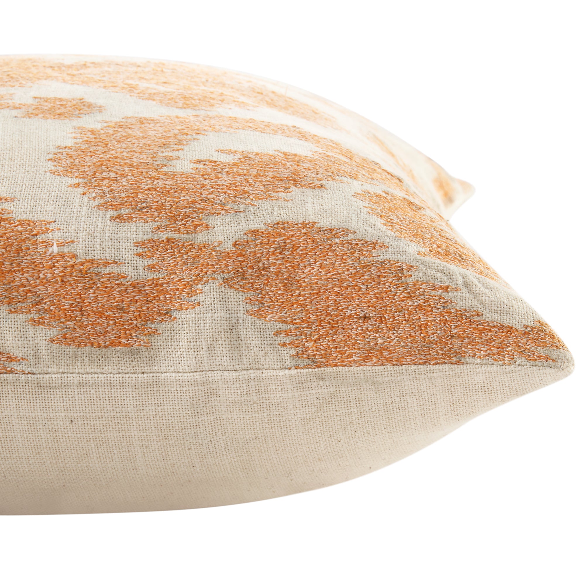 Ikat Collection Papaya Orange Hand Embroidered Cushion