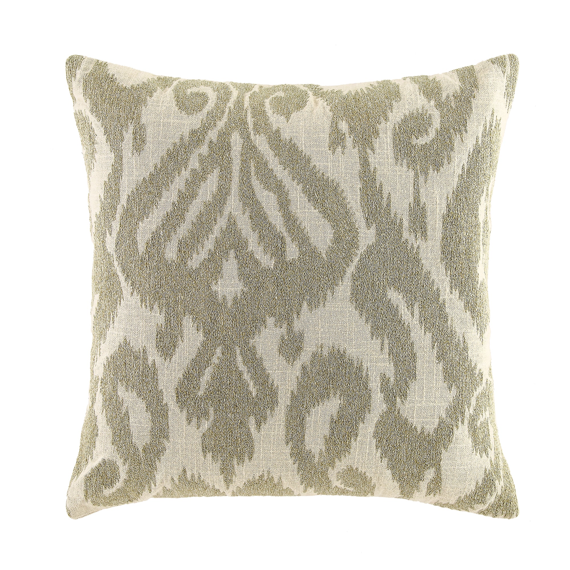 Ikat Collection Sage Green Hand Embroidered Cushion