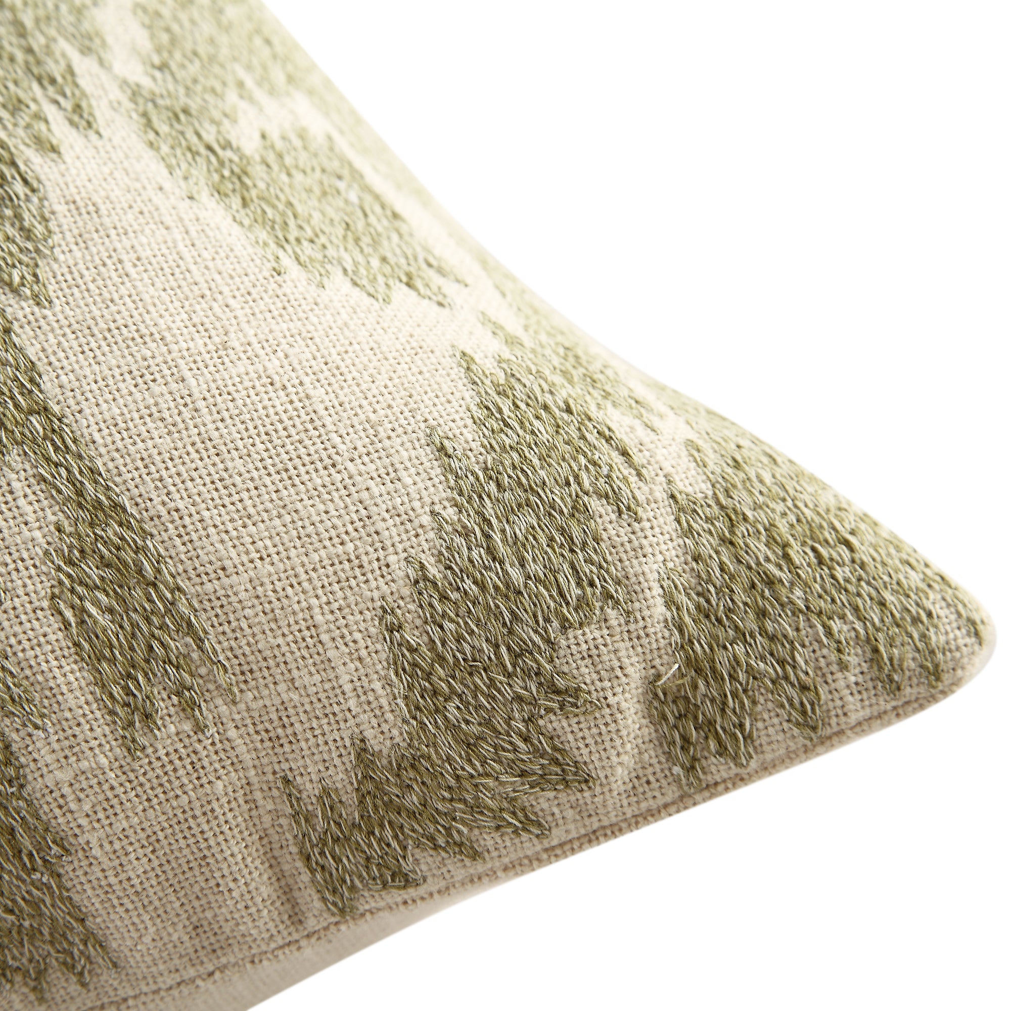 Ikat Collection Sage Green Hand Embroidered Cushion