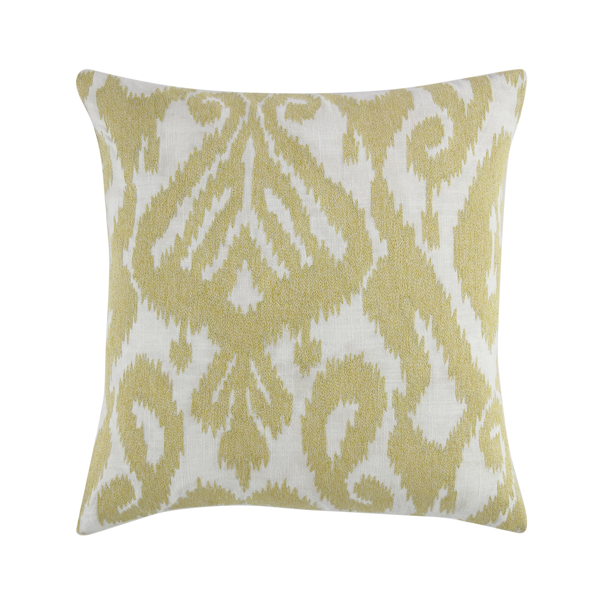 Ikat Collection Corn Yellow Hand Embroidered Cushion