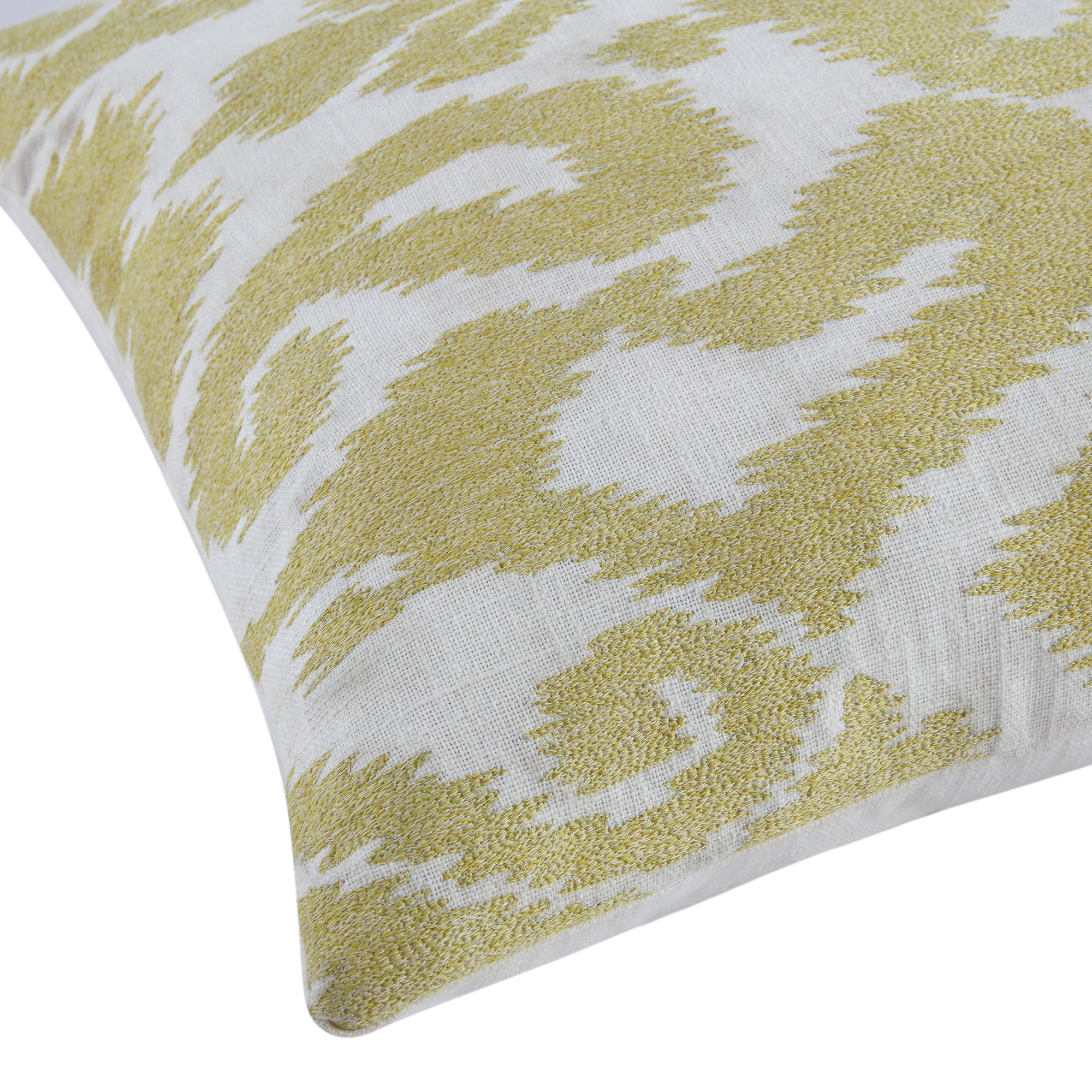 Ikat Collection Corn Yellow Hand Embroidered Cushion