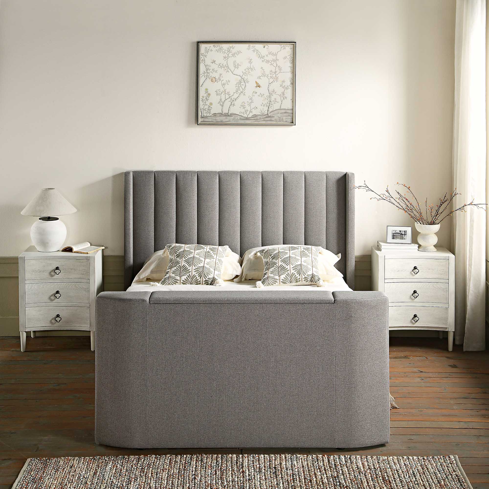Wilton Grey Fabric Ottoman TV Bed