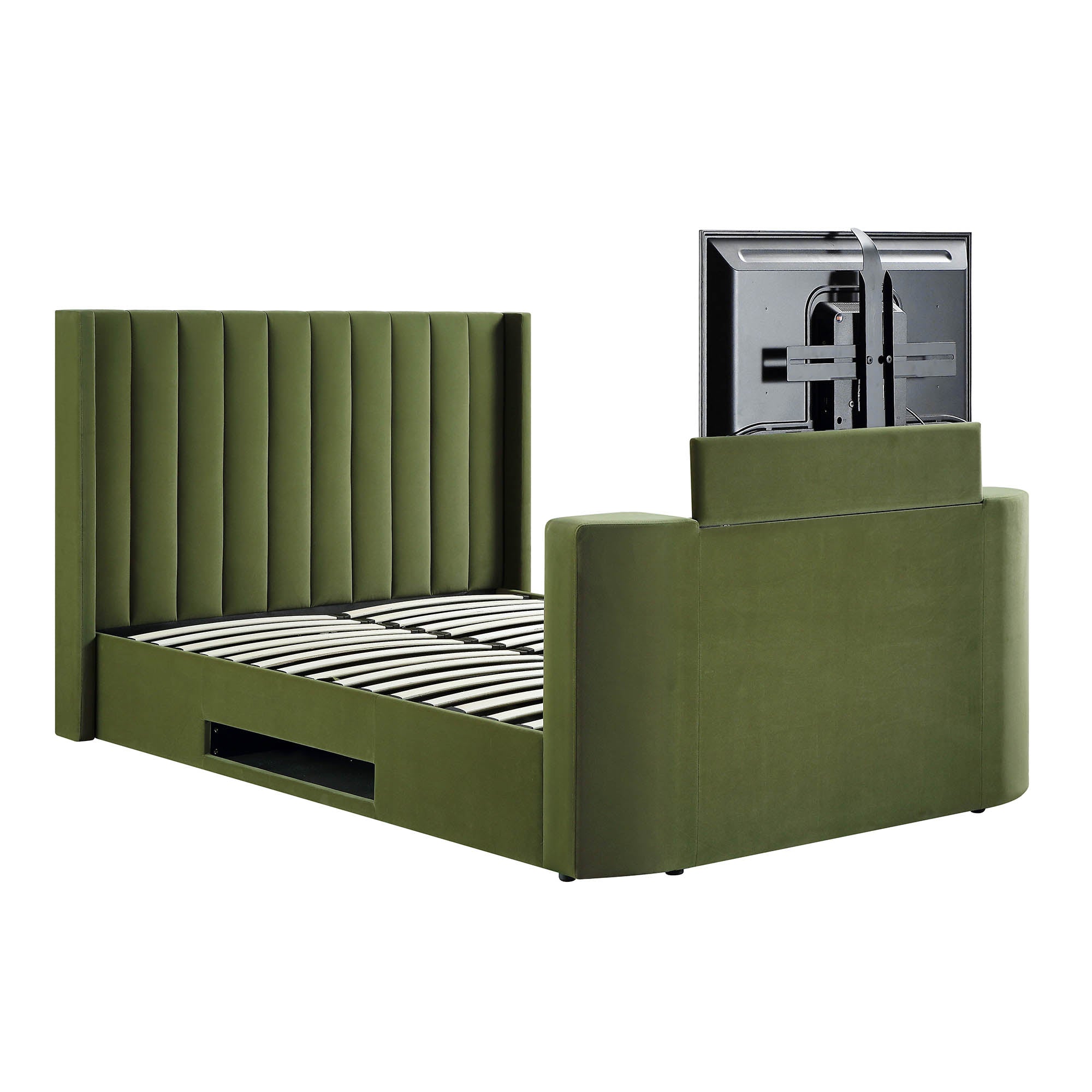 Wilton Moss Green Velvet Ottoman TV Bed