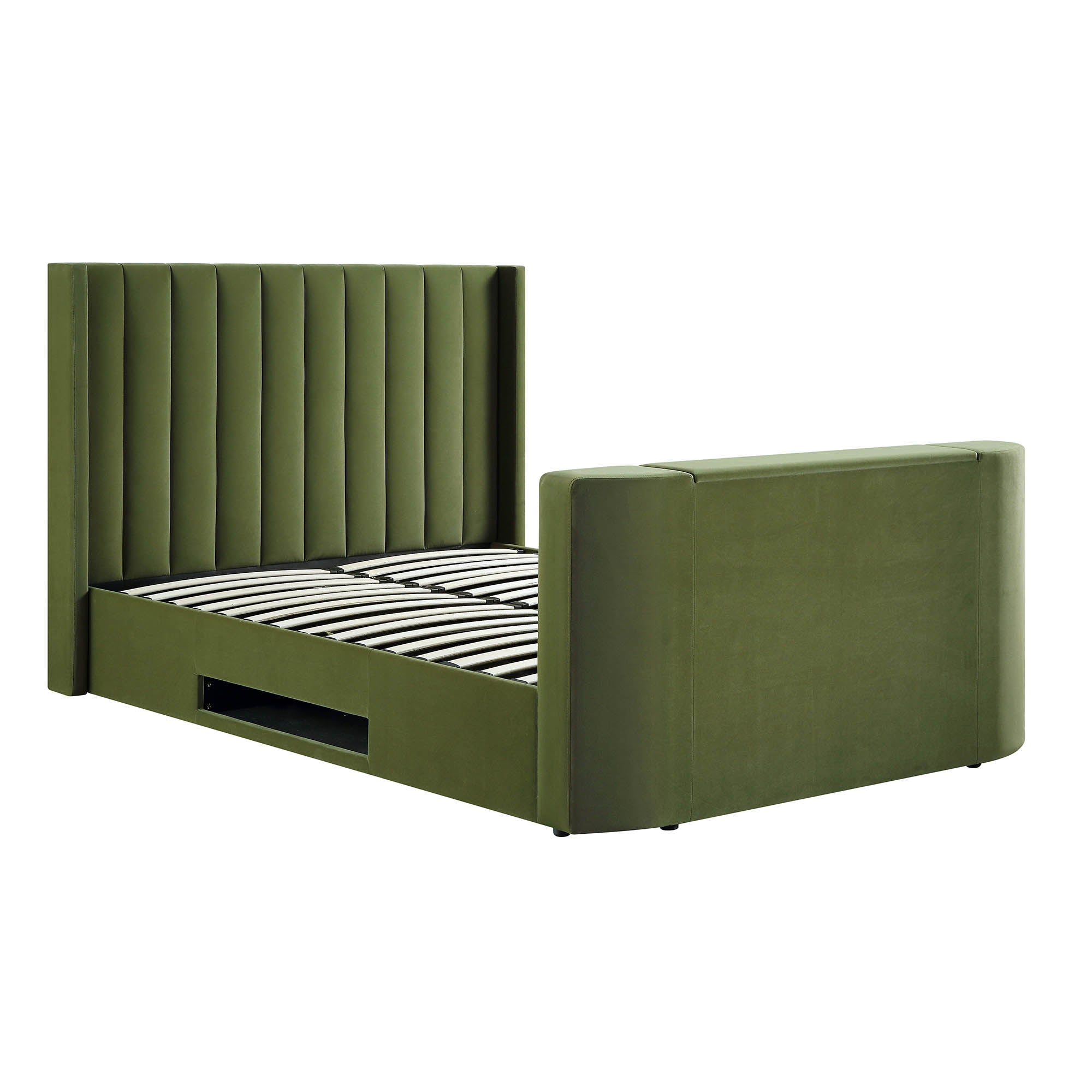 Wilton Moss Green Velvet Ottoman TV Bed