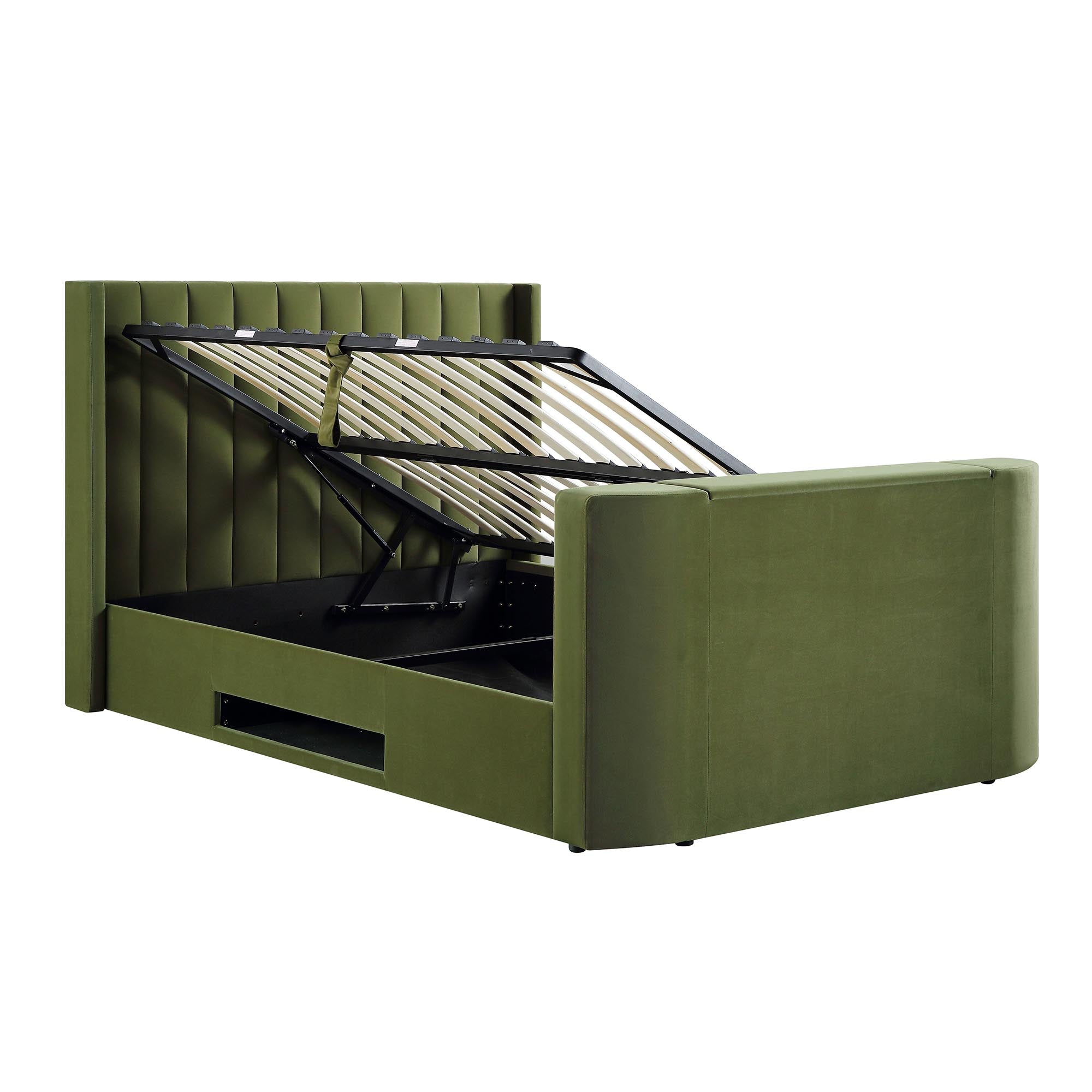 Wilton Moss Green Velvet Ottoman TV Bed