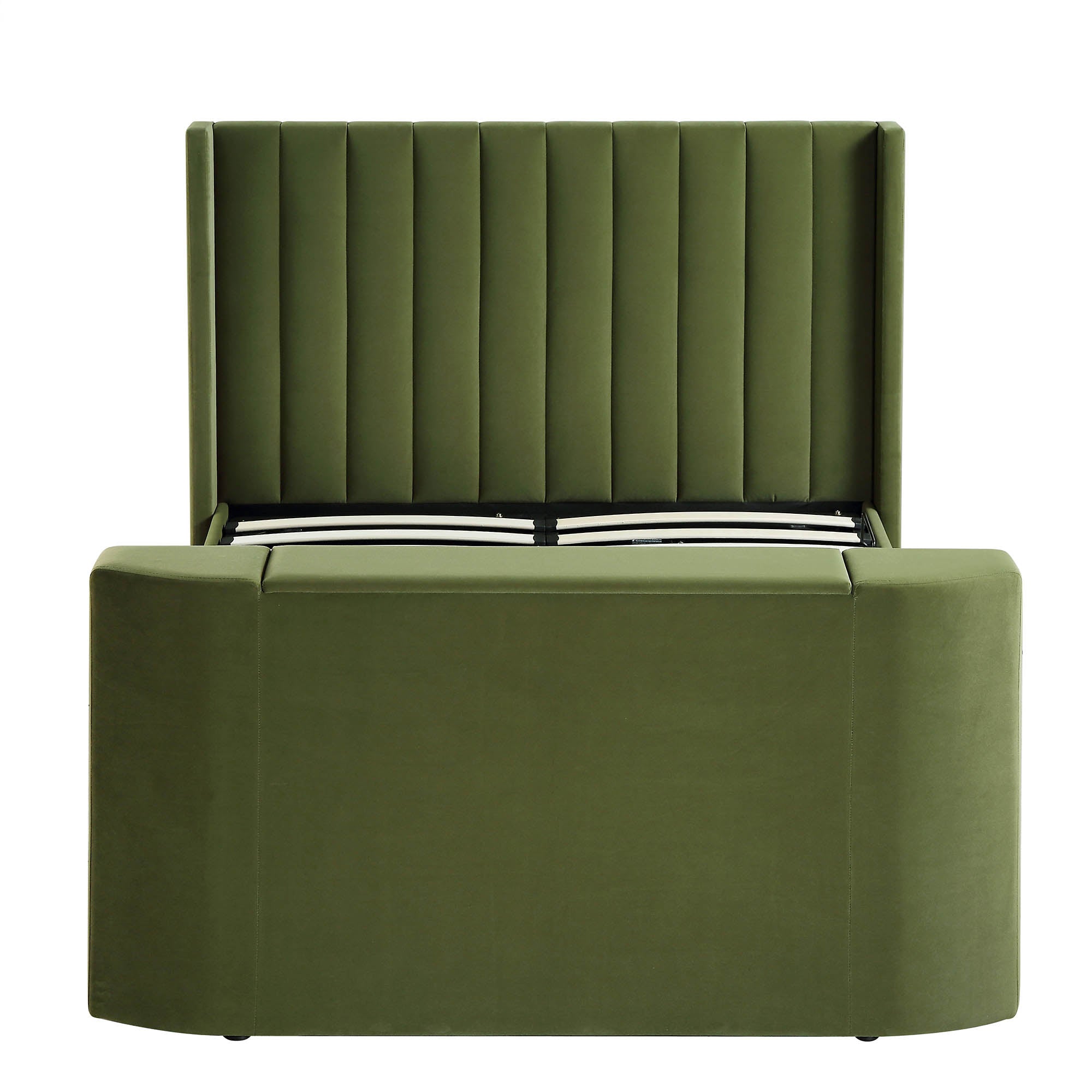 Wilton Moss Green Velvet Ottoman TV Bed