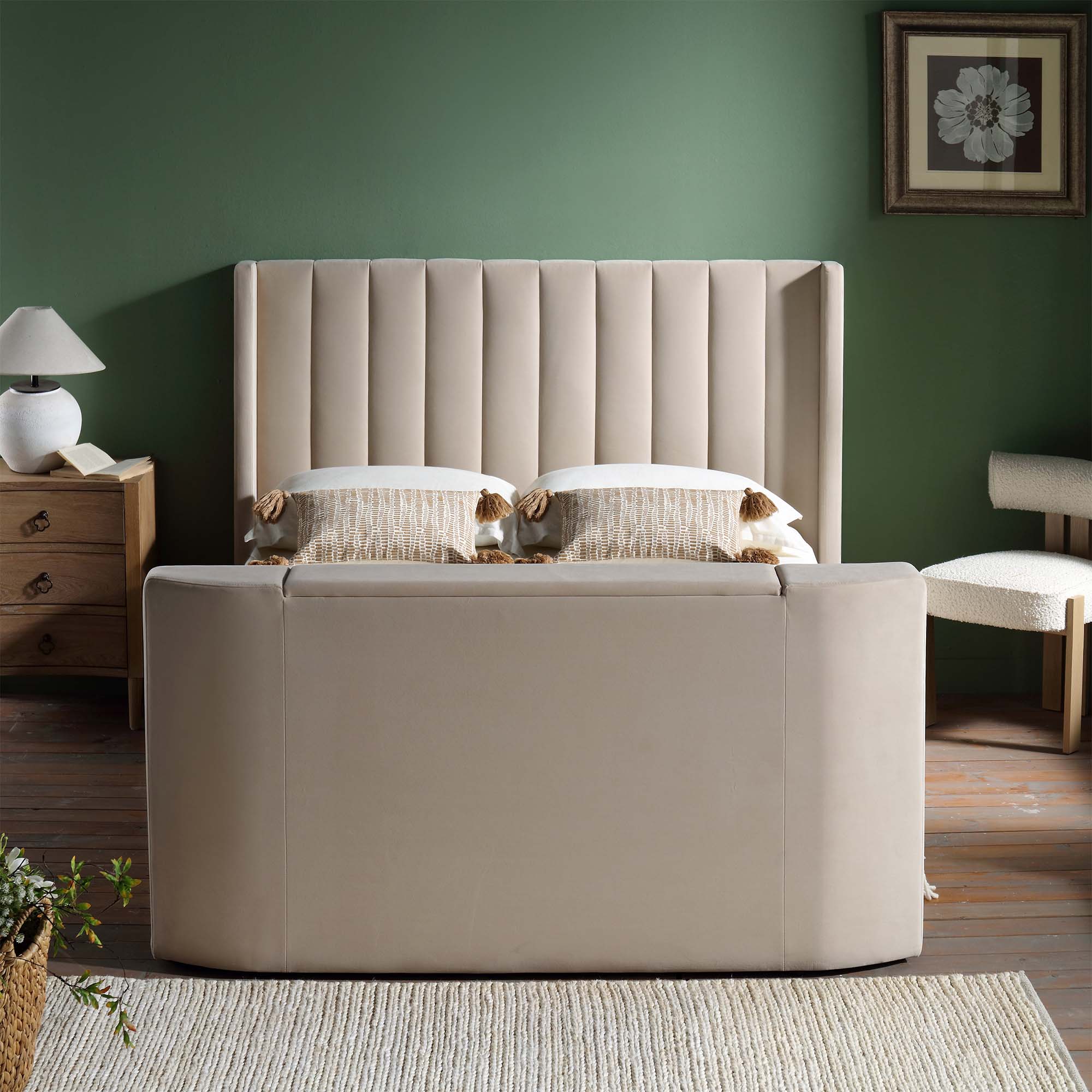 Wilton Champagne Velvet Ottoman TV Bed