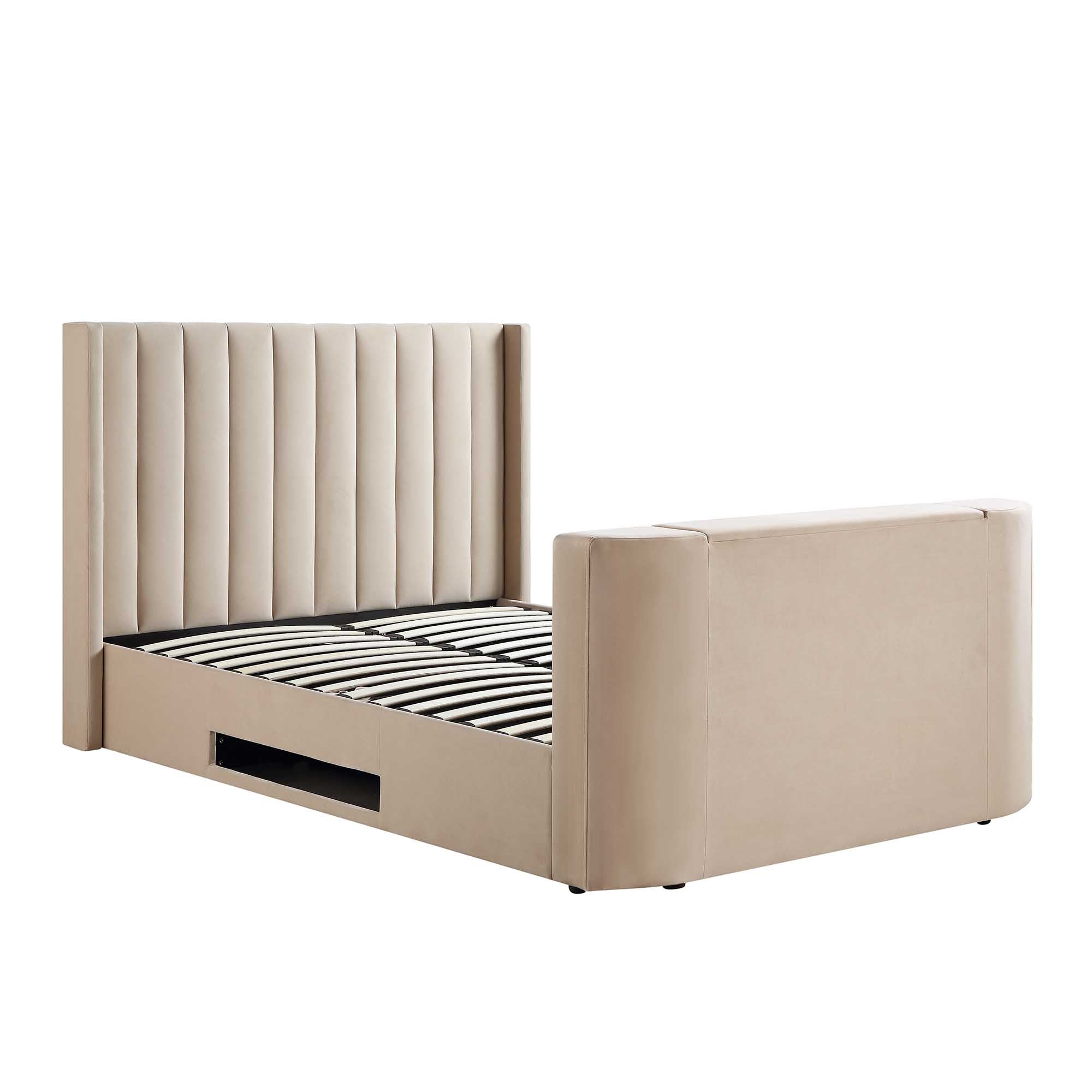 Wilton Champagne Velvet Ottoman TV Bed