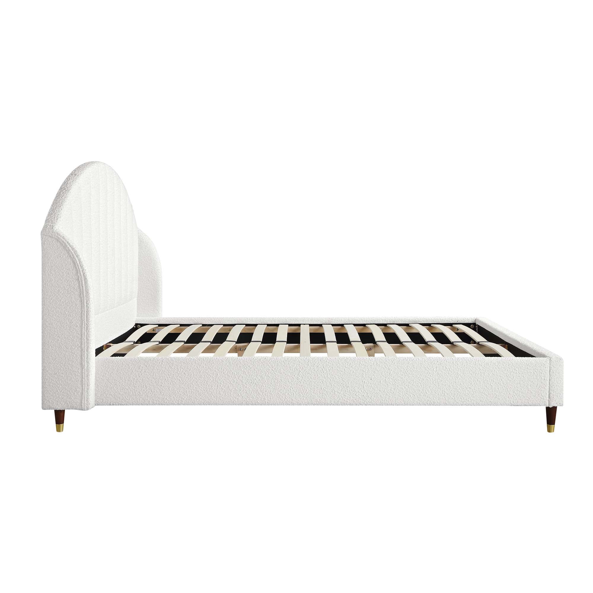 Eleanor White Boucle Upholstered Bed Frame with Domed Headboard