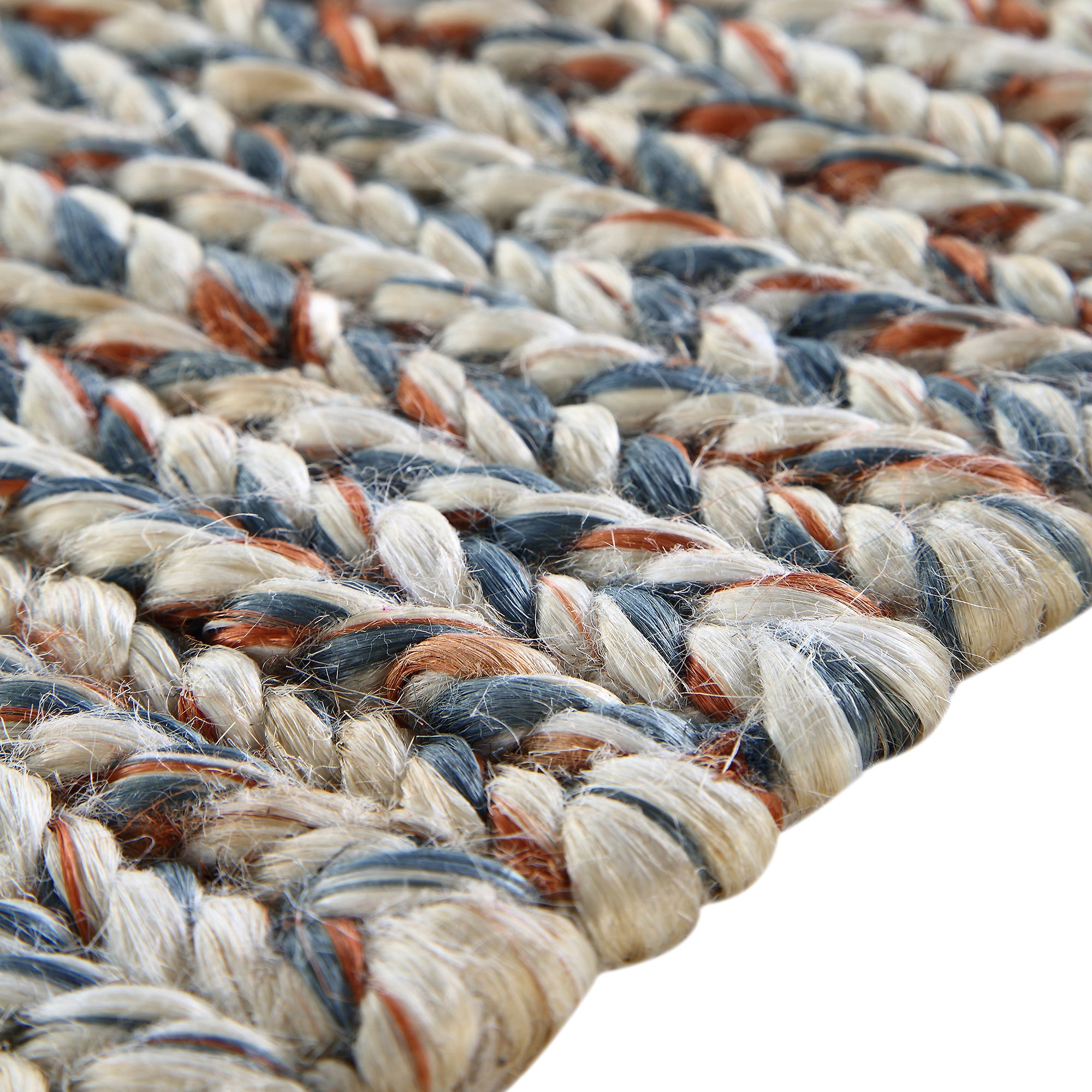 Aurora Hand Braided Bronze & Teal Jute Rug