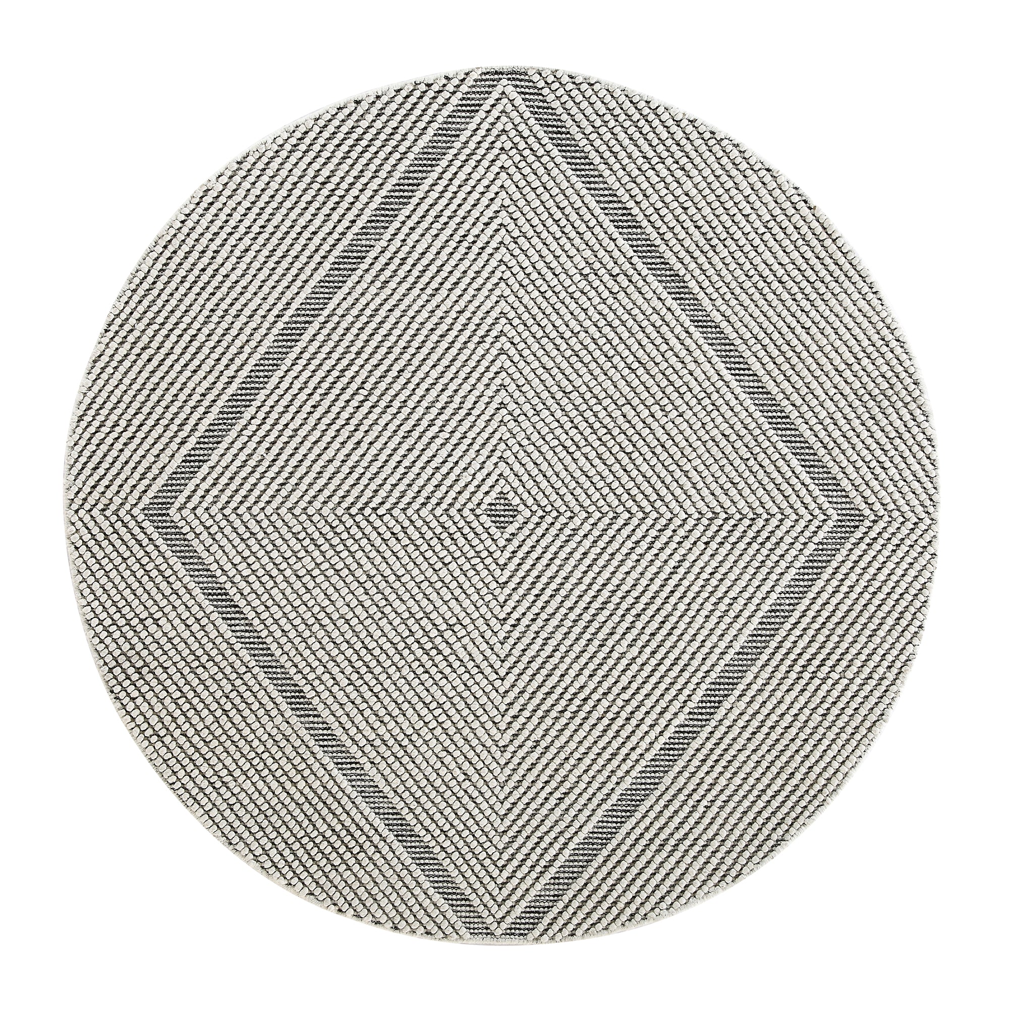 Avanti Hand Woven Salt and Pepper Diamond Bobble Wool Round Rug