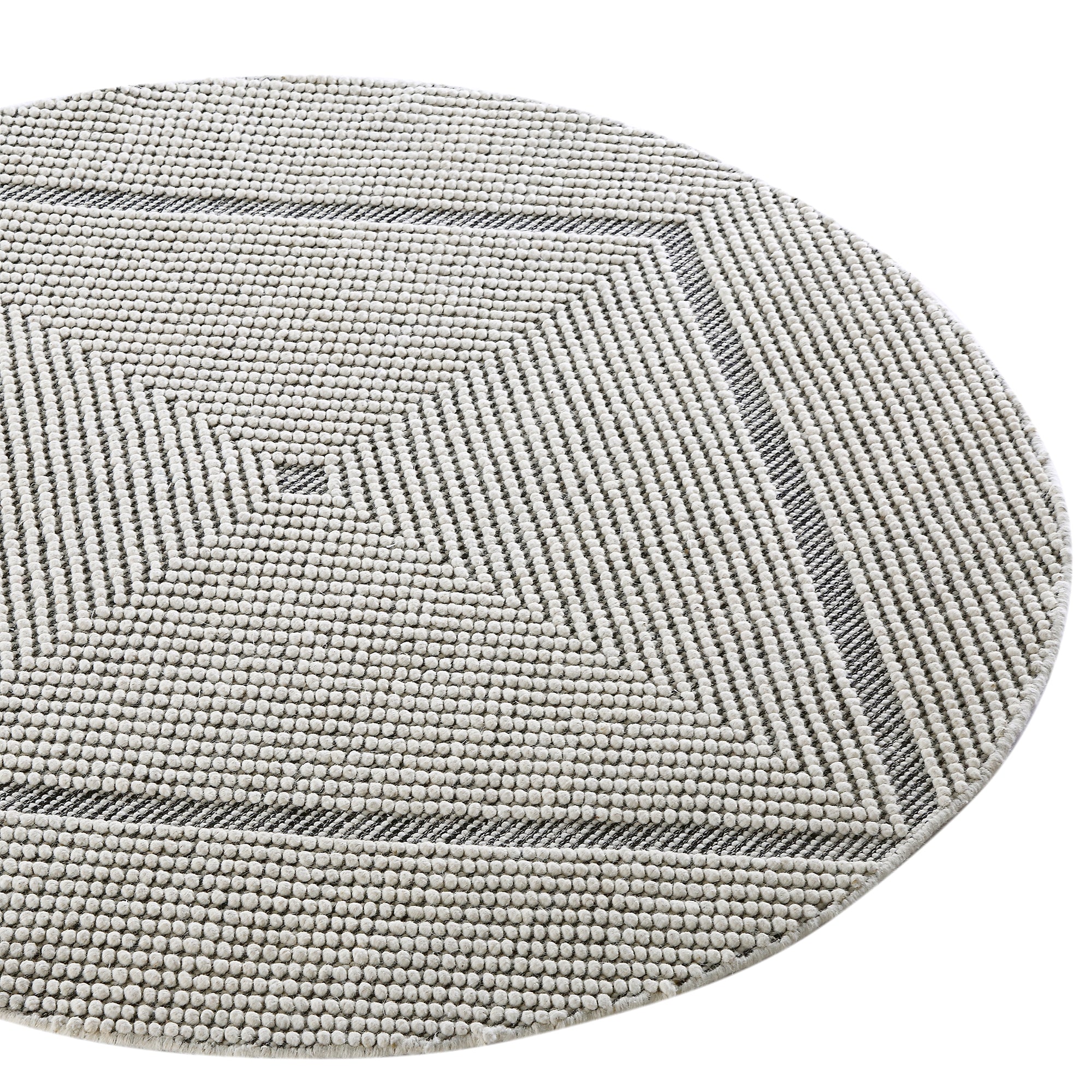 Avanti Hand Woven Salt and Pepper Diamond Bobble Wool Round Rug