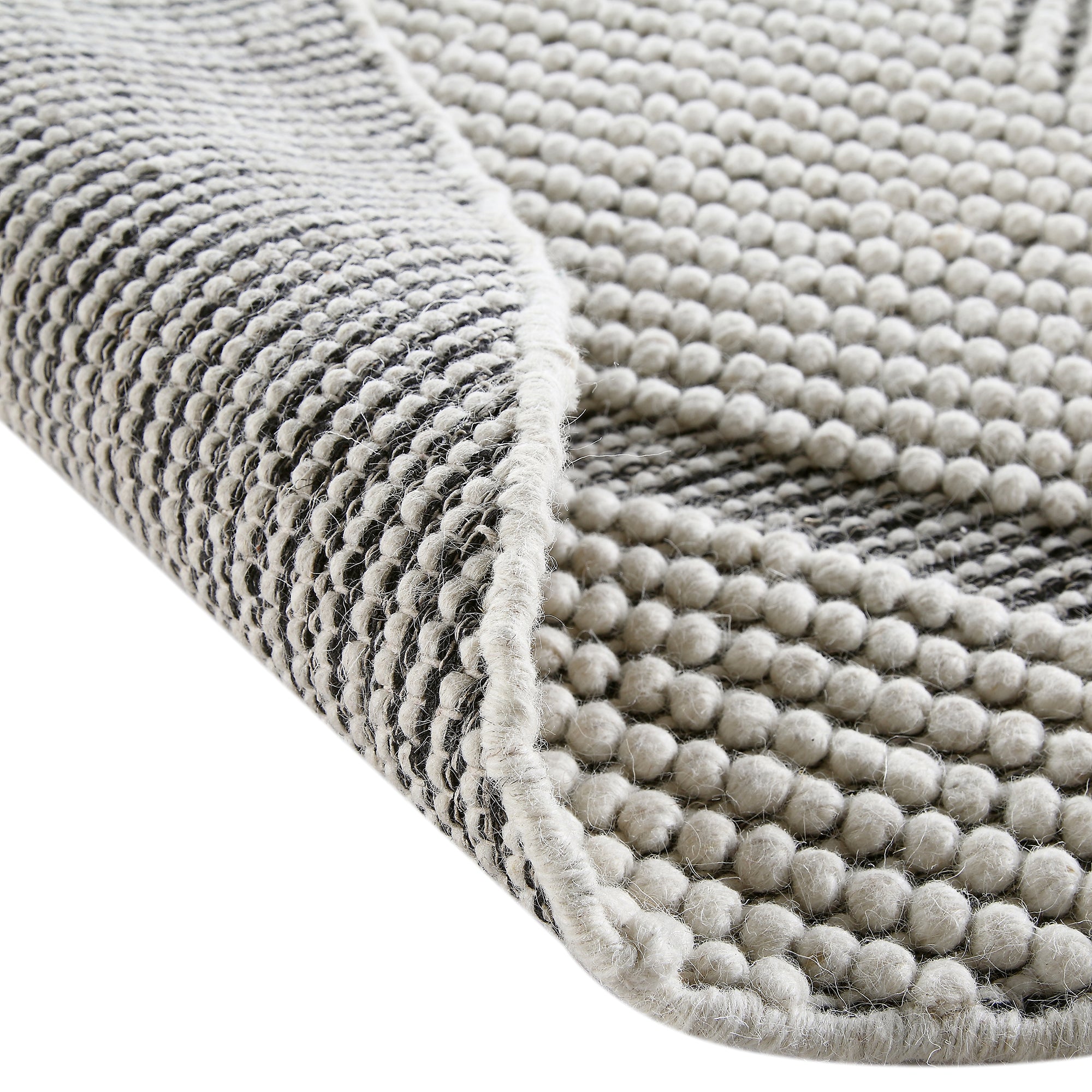 Avanti Hand Woven Salt and Pepper Diamond Bobble Wool Round Rug