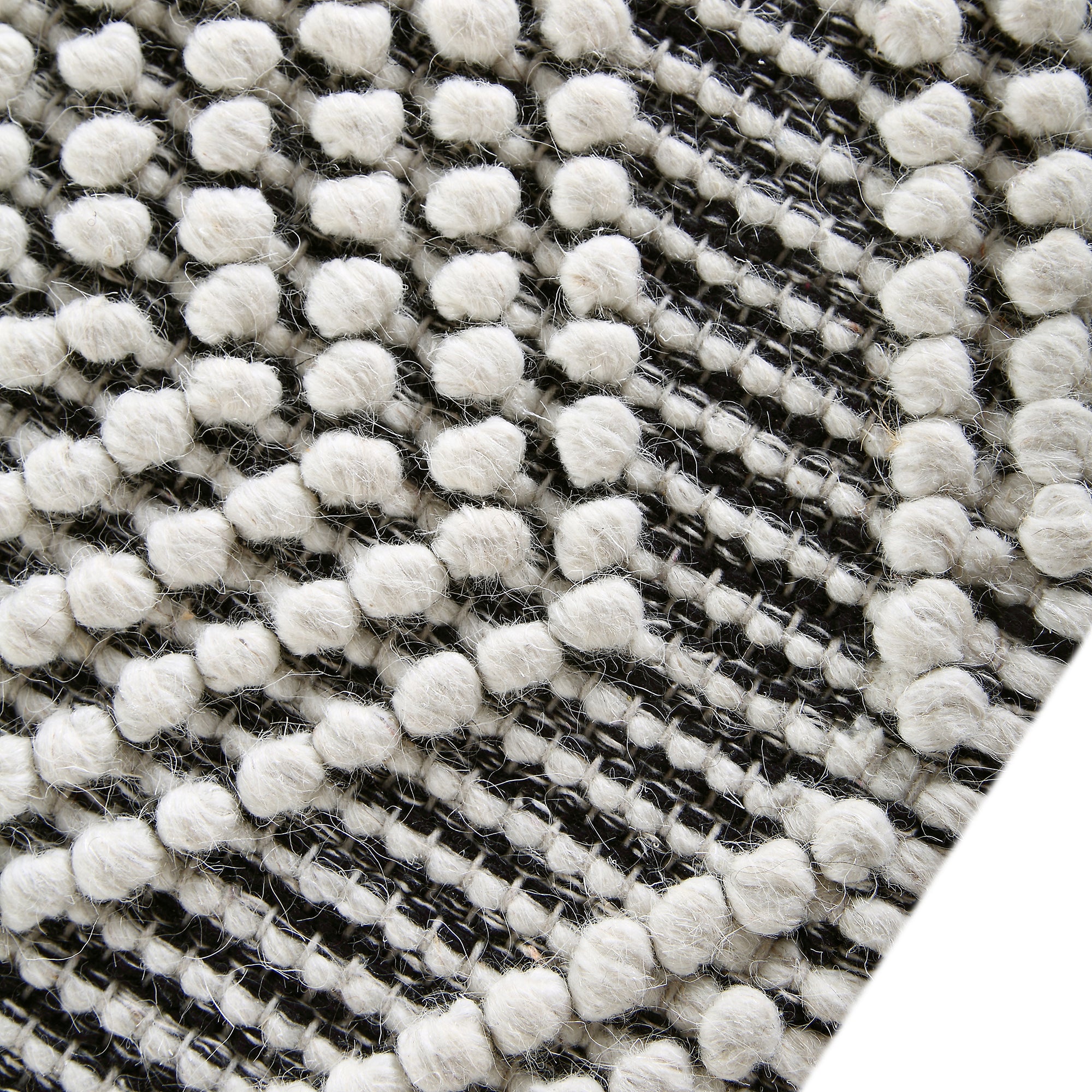 Avanti Hand Woven Salt and Pepper Diamond Bobble Wool Rug