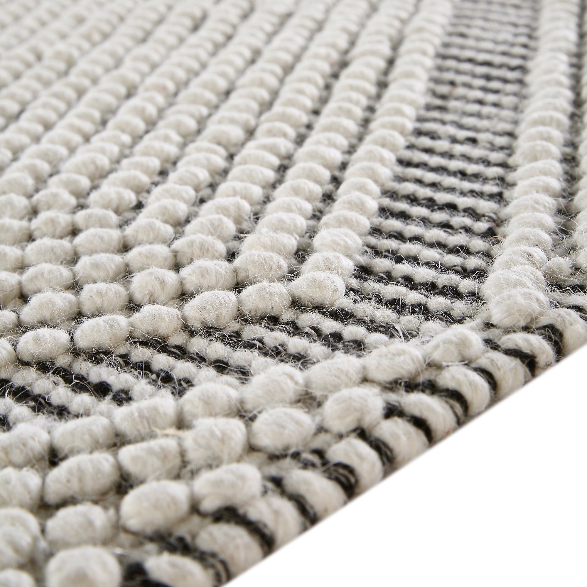 Avanti Hand Woven Salt and Pepper Diamond Bobble Wool Rug