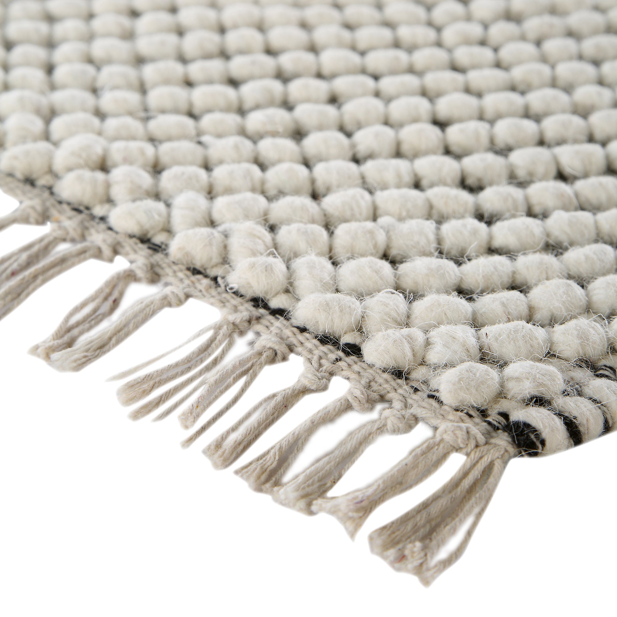 Avanti Hand Woven Salt and Pepper Diamond Bobble Wool Rug