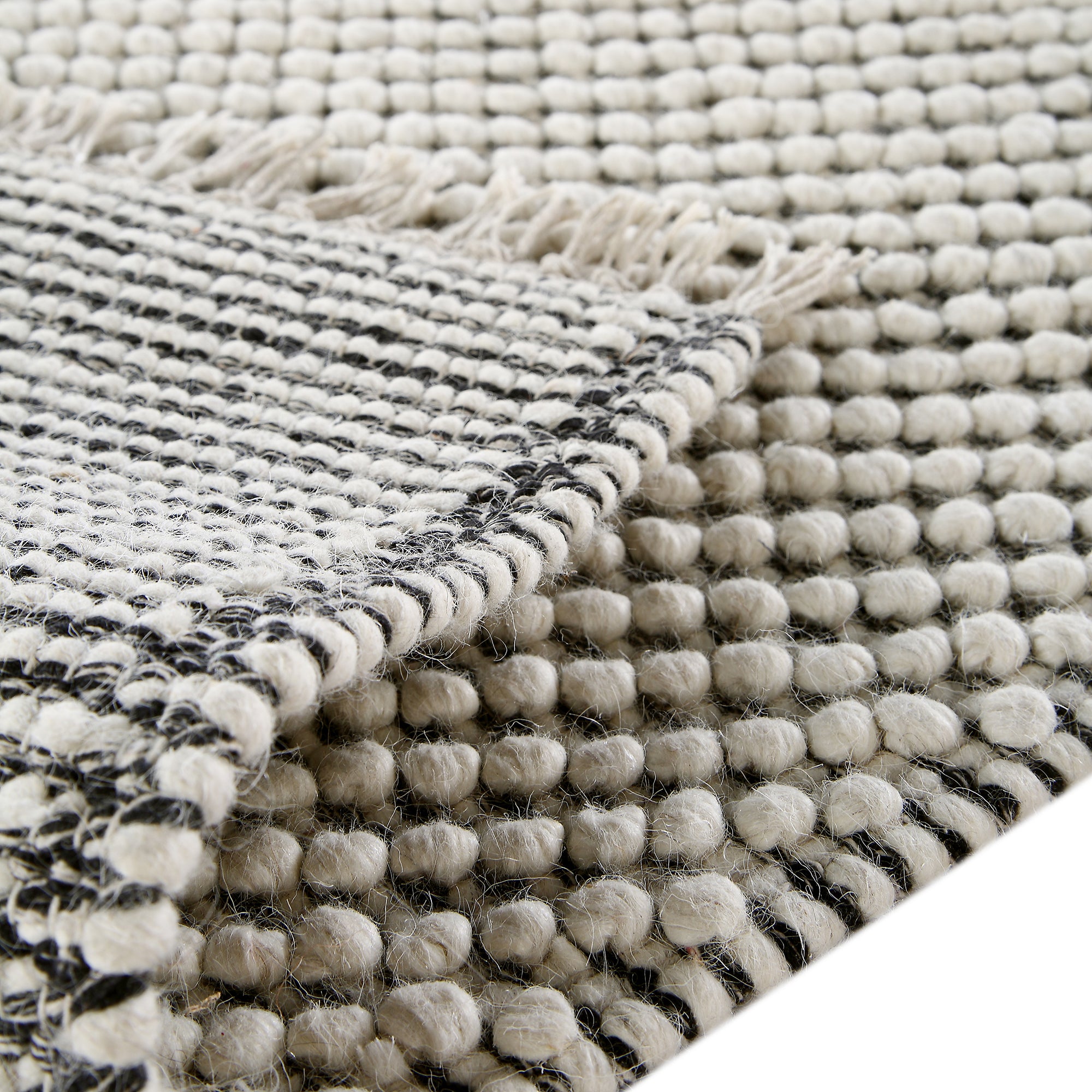 Avanti Hand Woven Salt and Pepper Diamond Bobble Wool Rug