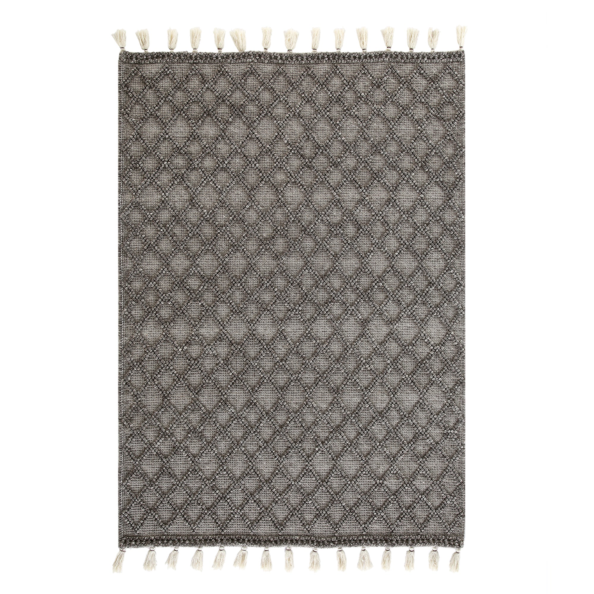 Avanti Hand Woven Warm Grey Diamond Bobble Wool Rug