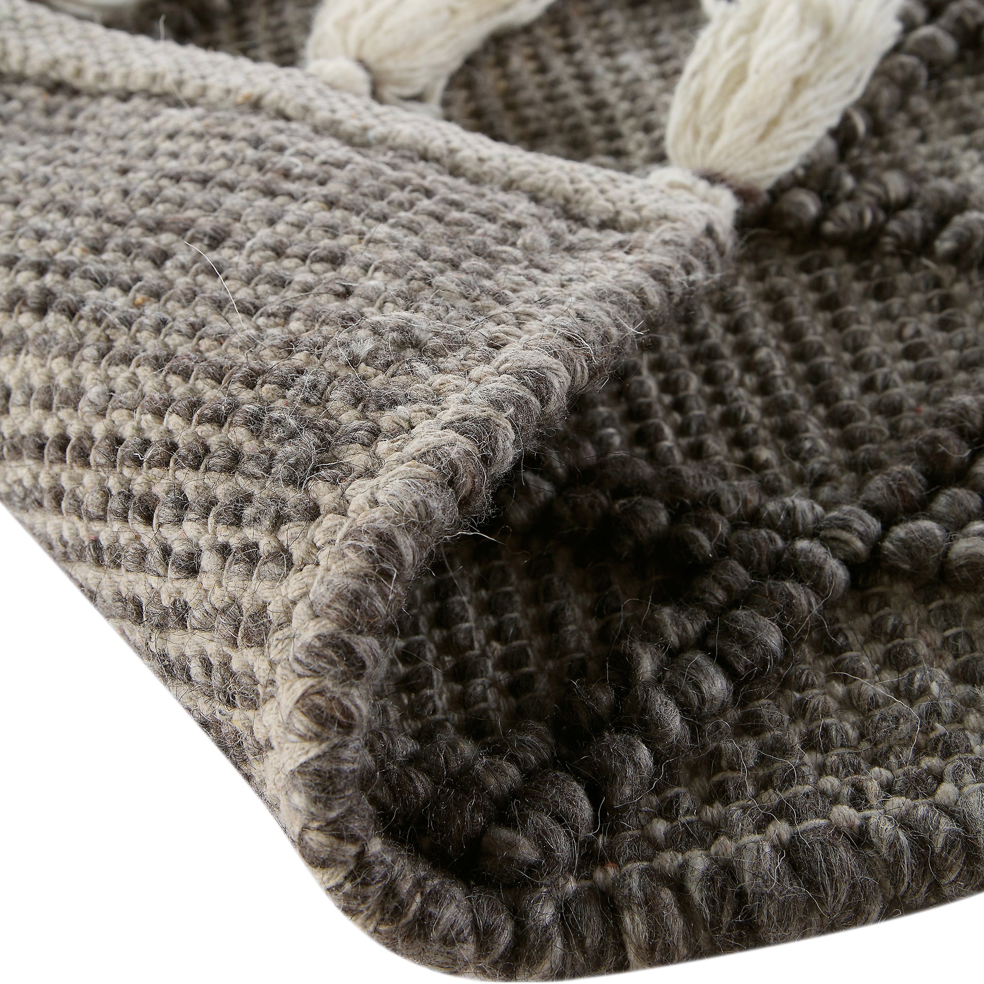 Avanti Hand Woven Warm Grey Diamond Bobble Wool Rug