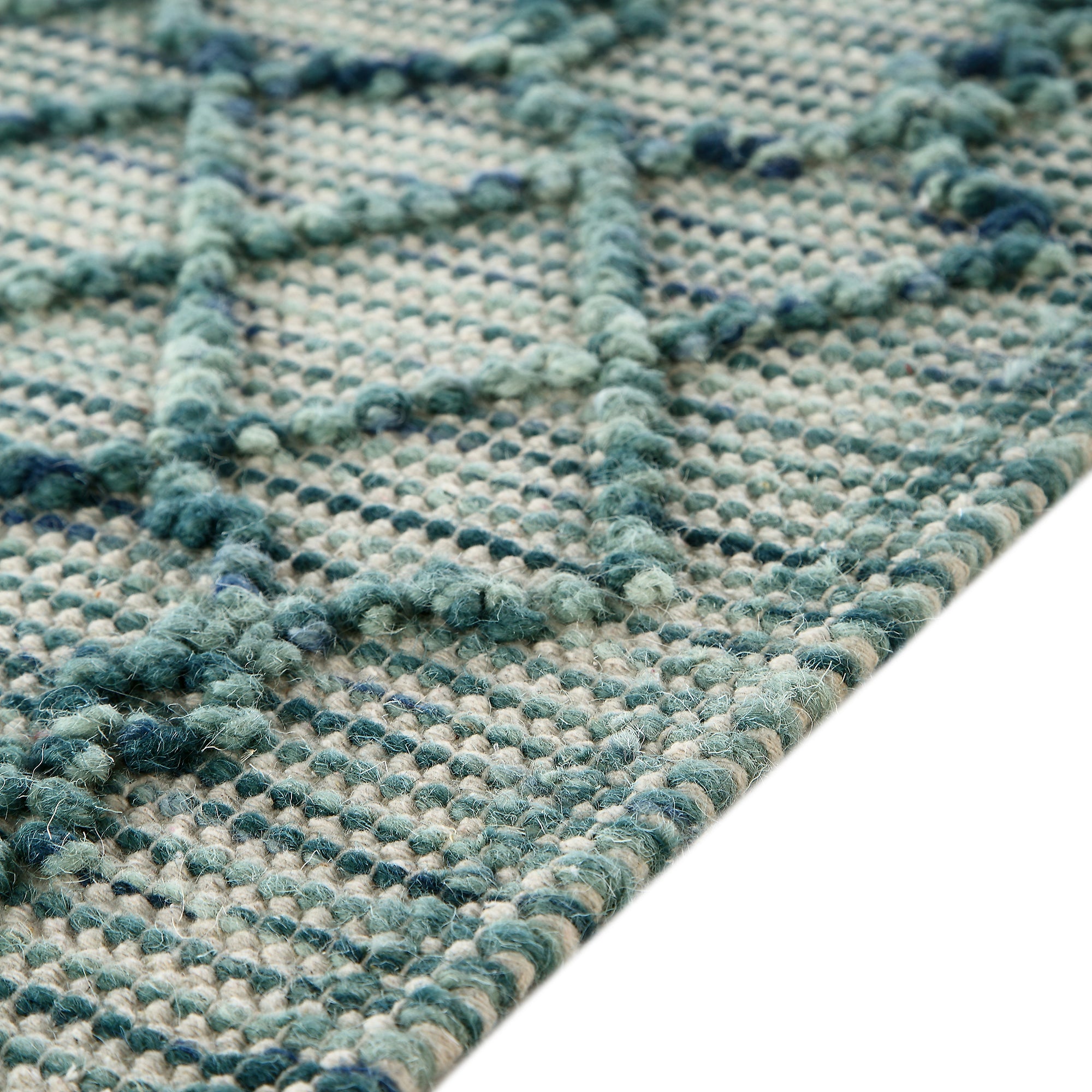 Avanti Handwoven Aquamarine Bobble Wool Rug