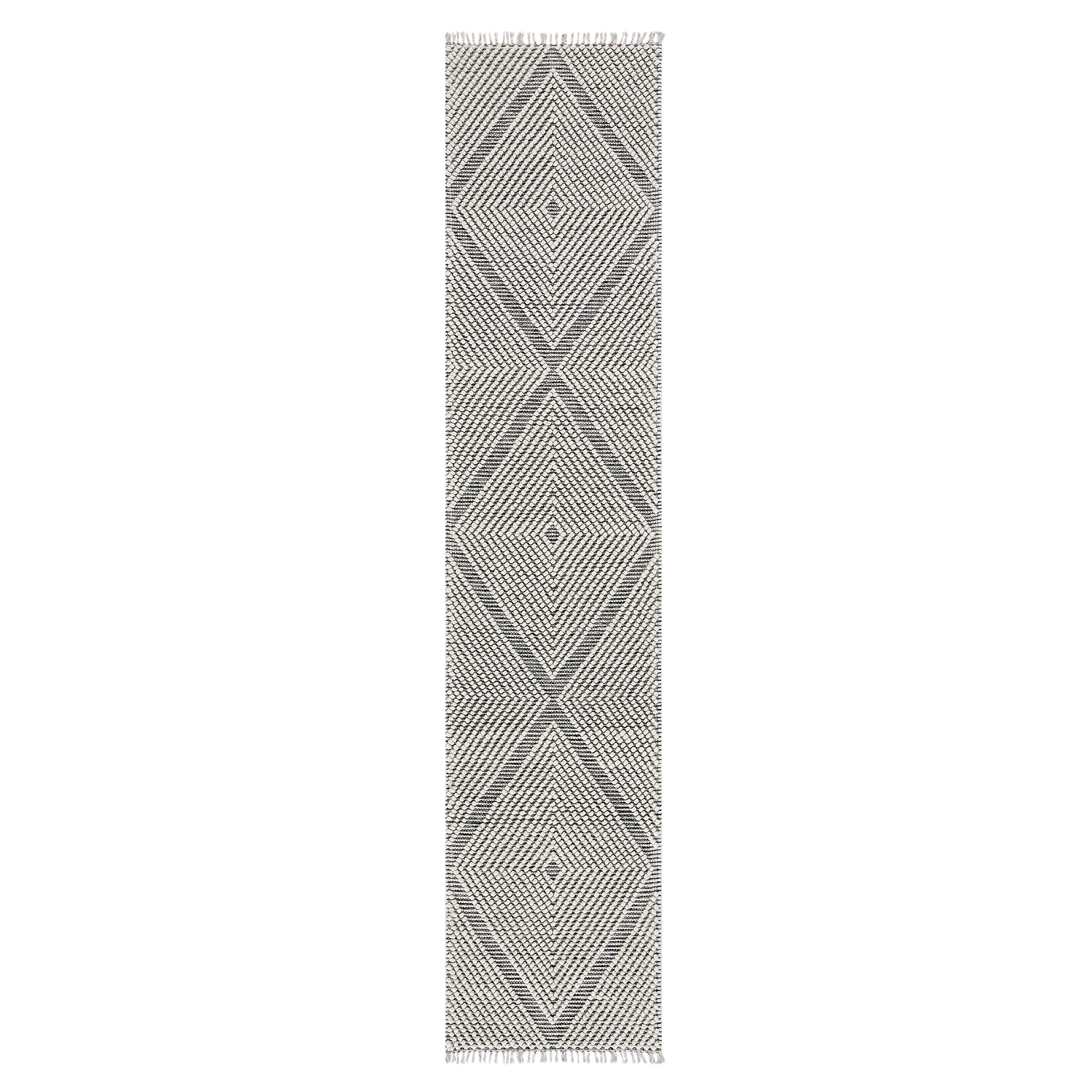 Avanti Hand Woven Salt and Pepper Diamond Bobble Wool Runner