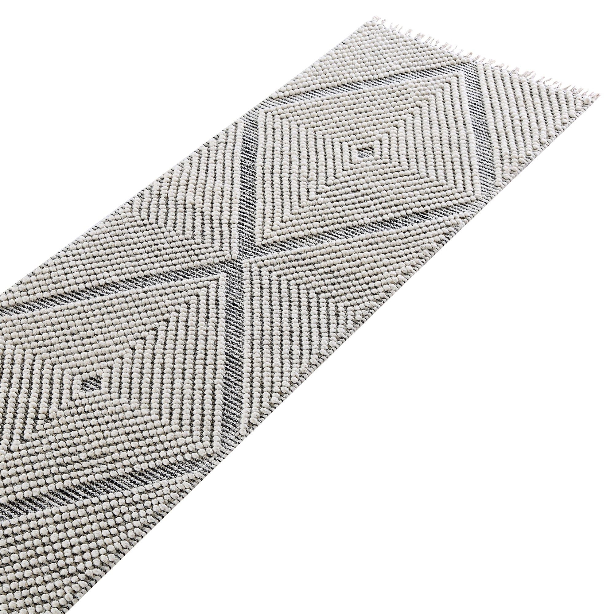 Avanti Hand Woven Salt and Pepper Diamond Bobble Wool Runner