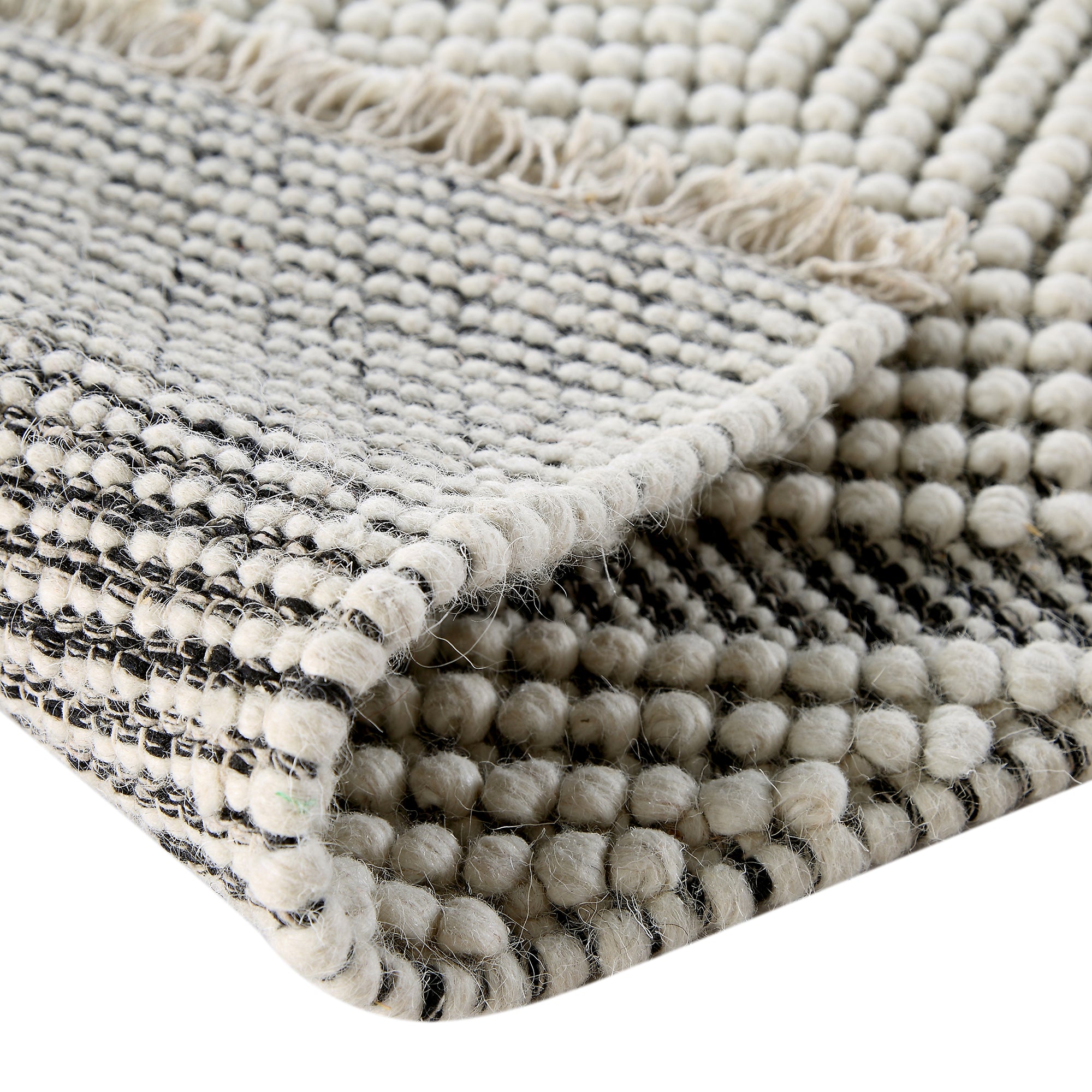 Avanti Hand Woven Salt and Pepper Diamond Bobble Wool Runner