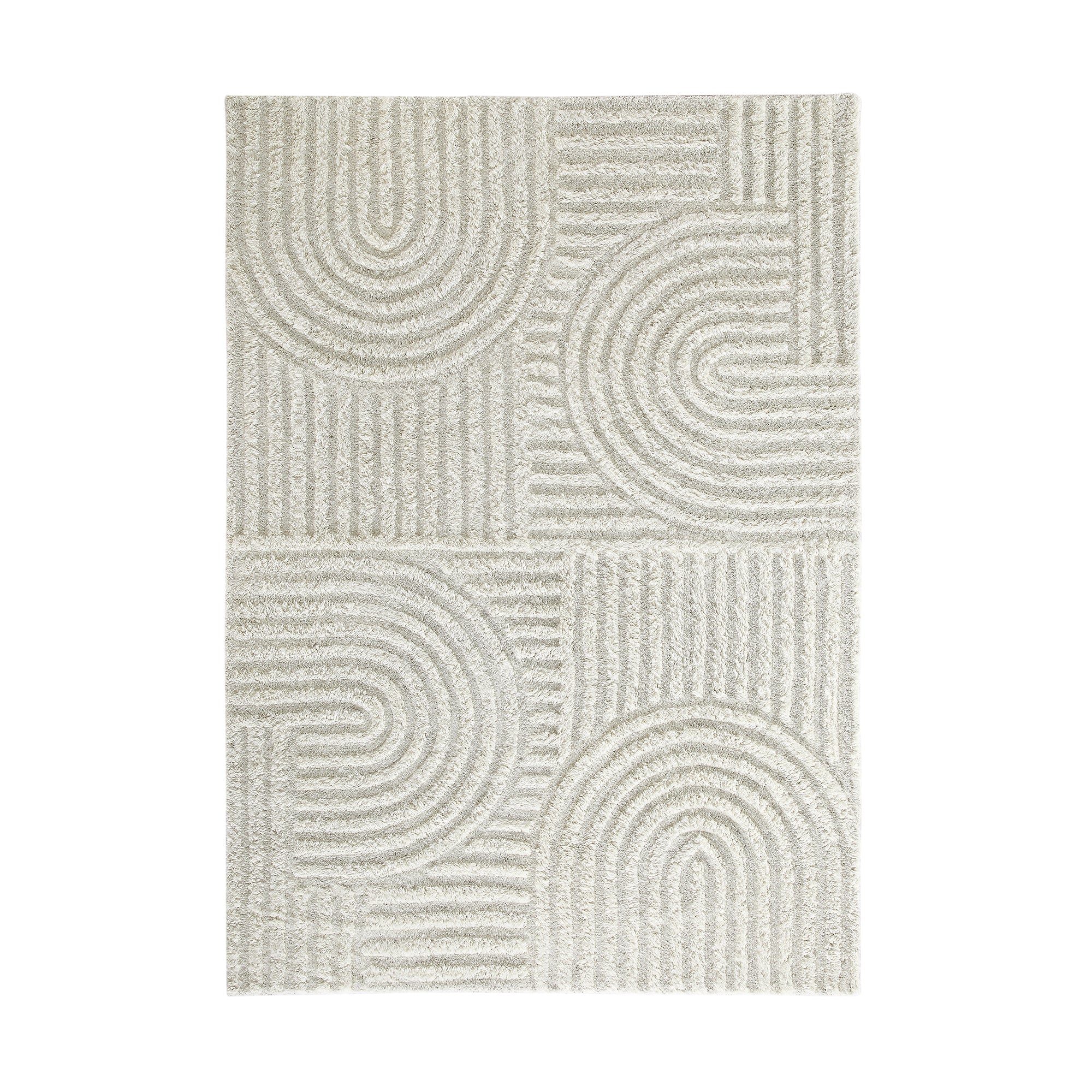 Geo Curve Cream Hand Tufted New Zealand Wool Rectangular Rug