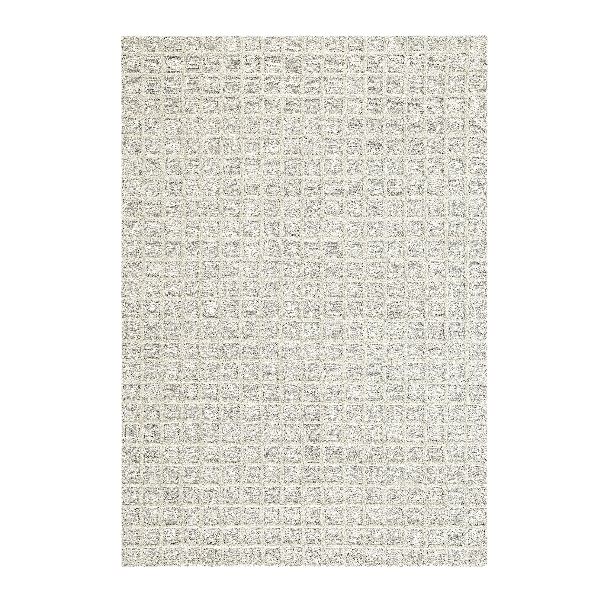 Harlem Cream Wool and Jute Checkered Hand Tufted Rectangular Rug