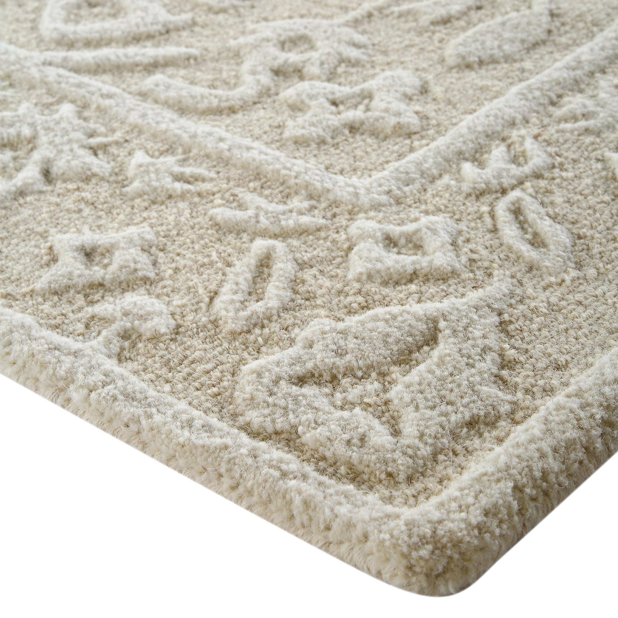 Lourdes Hand Tufted and Textured Cream Wool Rug