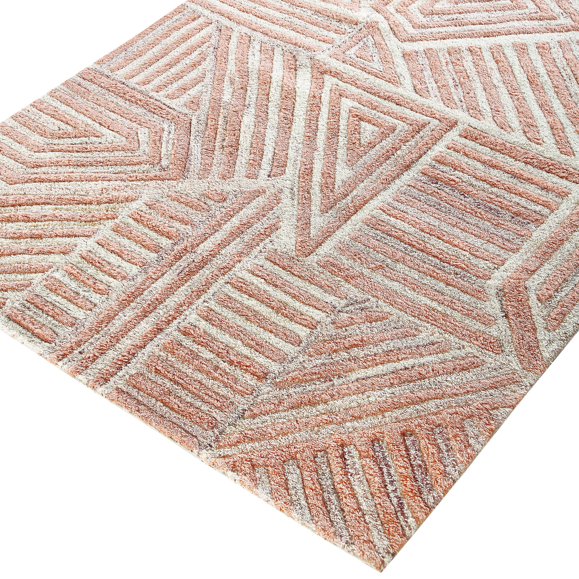 Nimbus Salmon Pink Hand Tufted New Zealand Wool Rectangular Rug