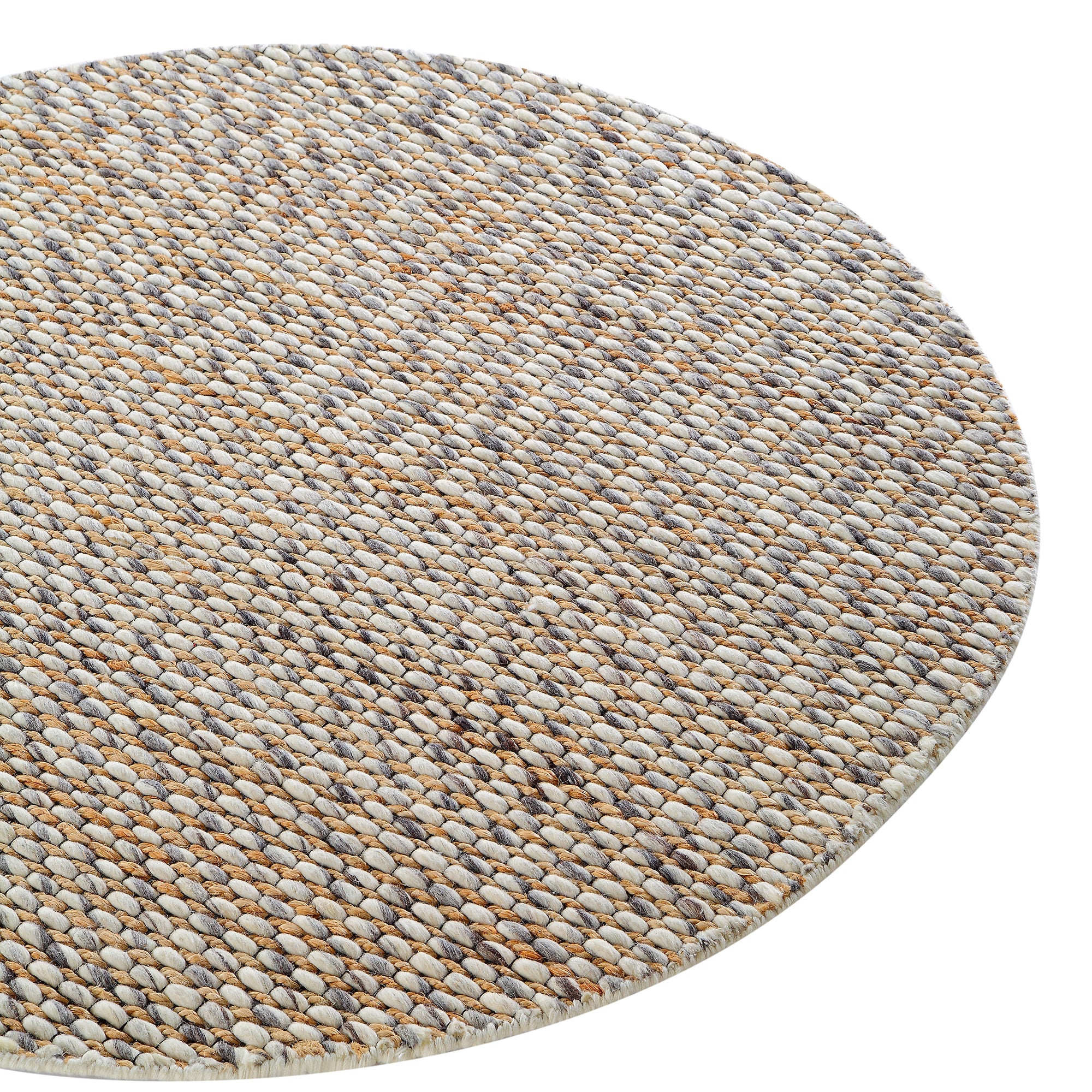 Kerala Variegated Wool and Jute Hand Braided Round Rug