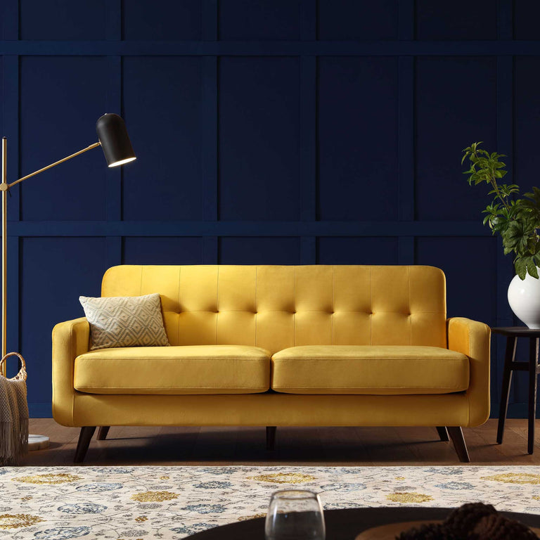 Clarence 3-Seater Sofa in Mustard Yellow Velvet | daals