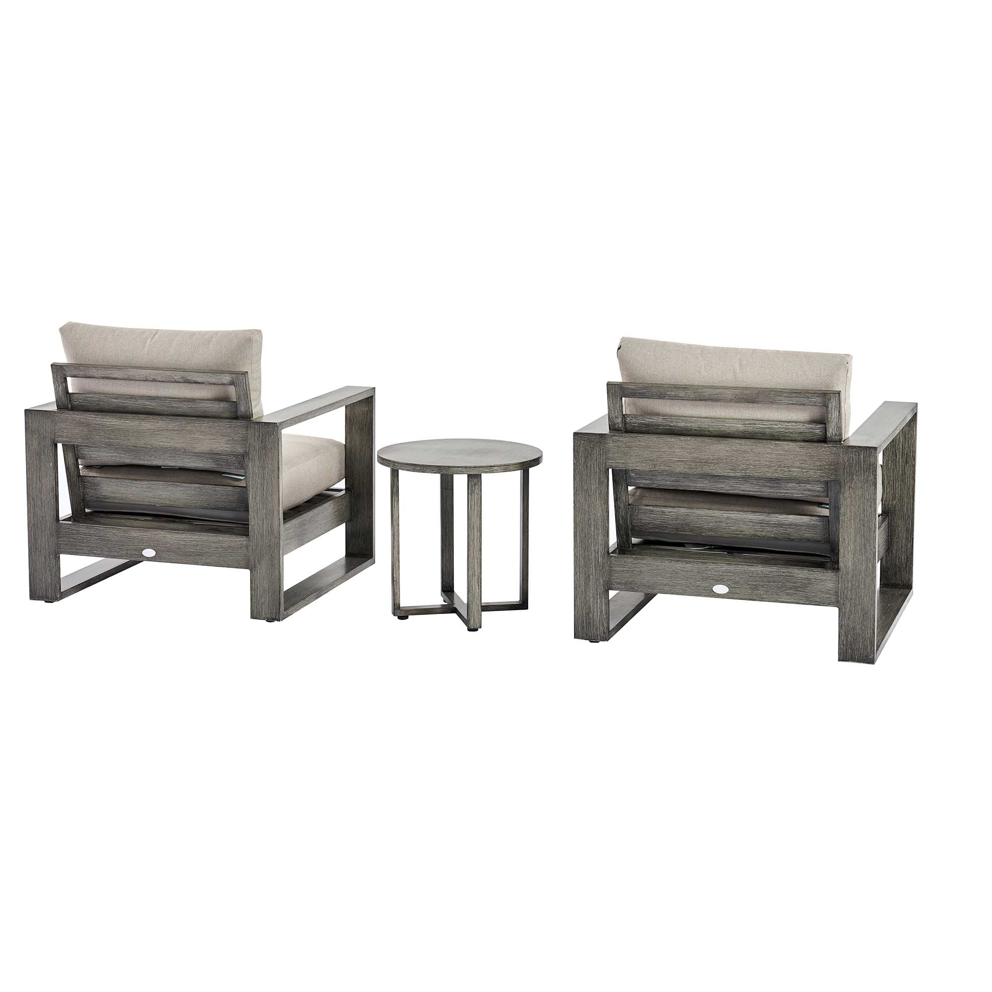 Montrose Aluminium Bistro Set with Side Table, Brushed Silver Oak